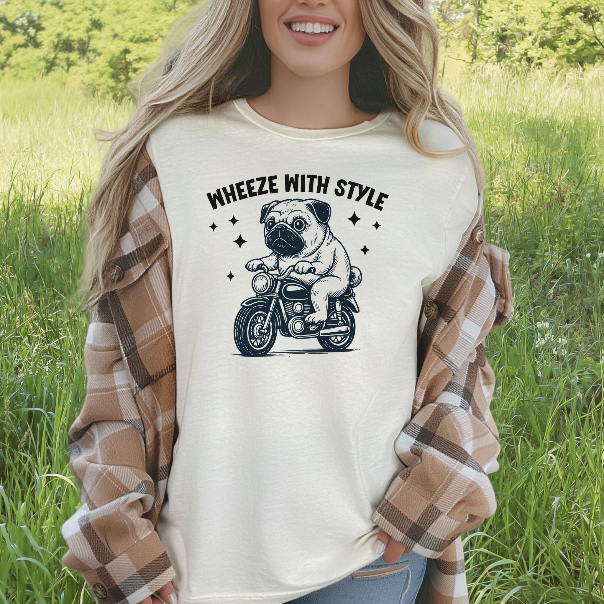 Funny Pug Dog Shirt – Wheeze With Style Tee for Pug Moms, Dads & Dog Lovers