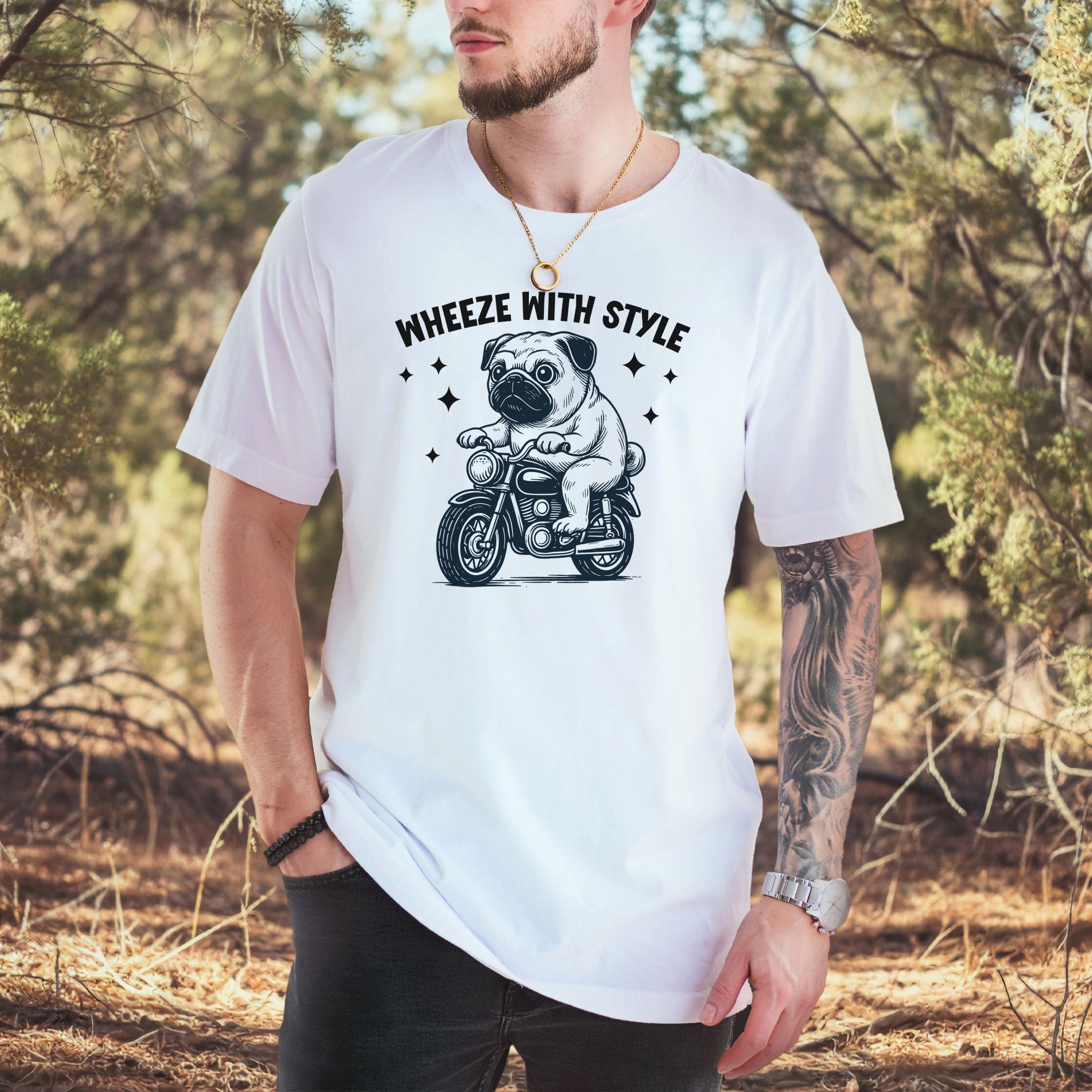 Funny Pug Dog Shirt – Wheeze With Style Tee for Pug Moms, Dads & Dog Lovers