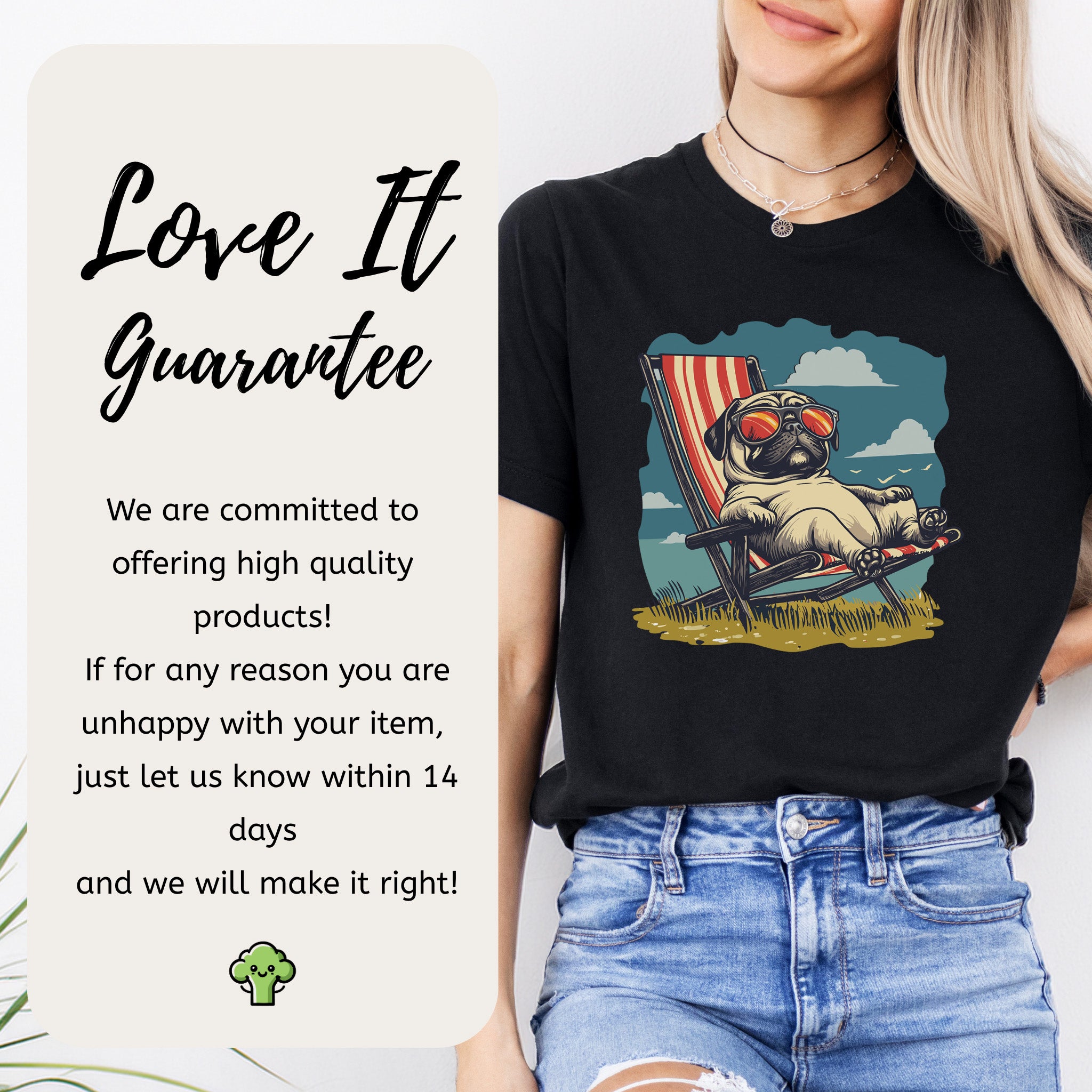 Lazy Pug T-Shirt – Chill Beach Vibes in Vintage Style
