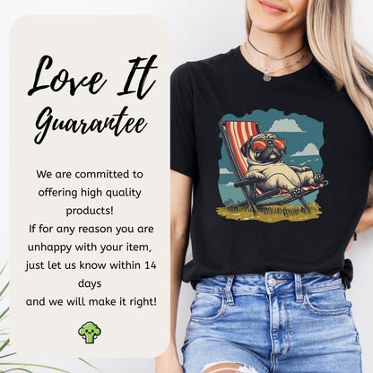 Lazy Pug T-Shirt – Chill Beach Vibes in Vintage Style