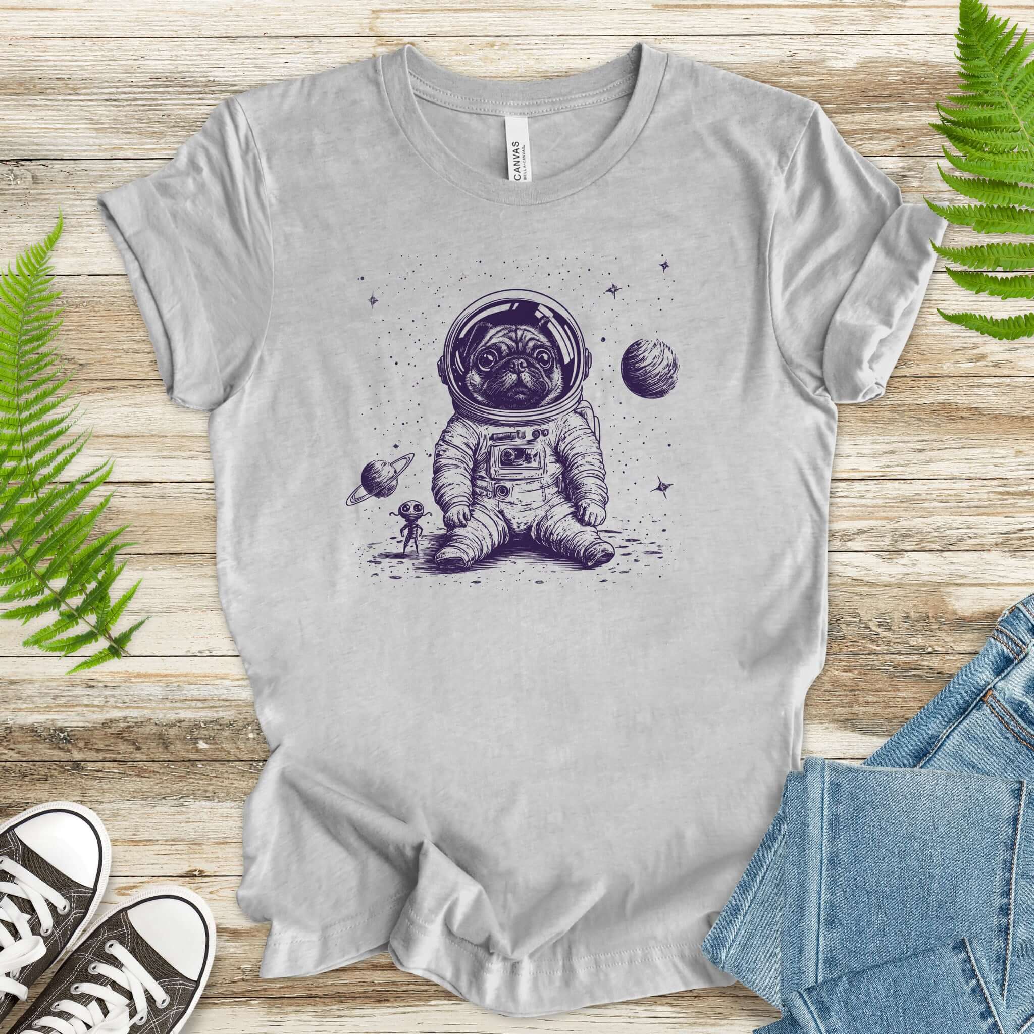 Space Pug Dog Explorer T-Shirt