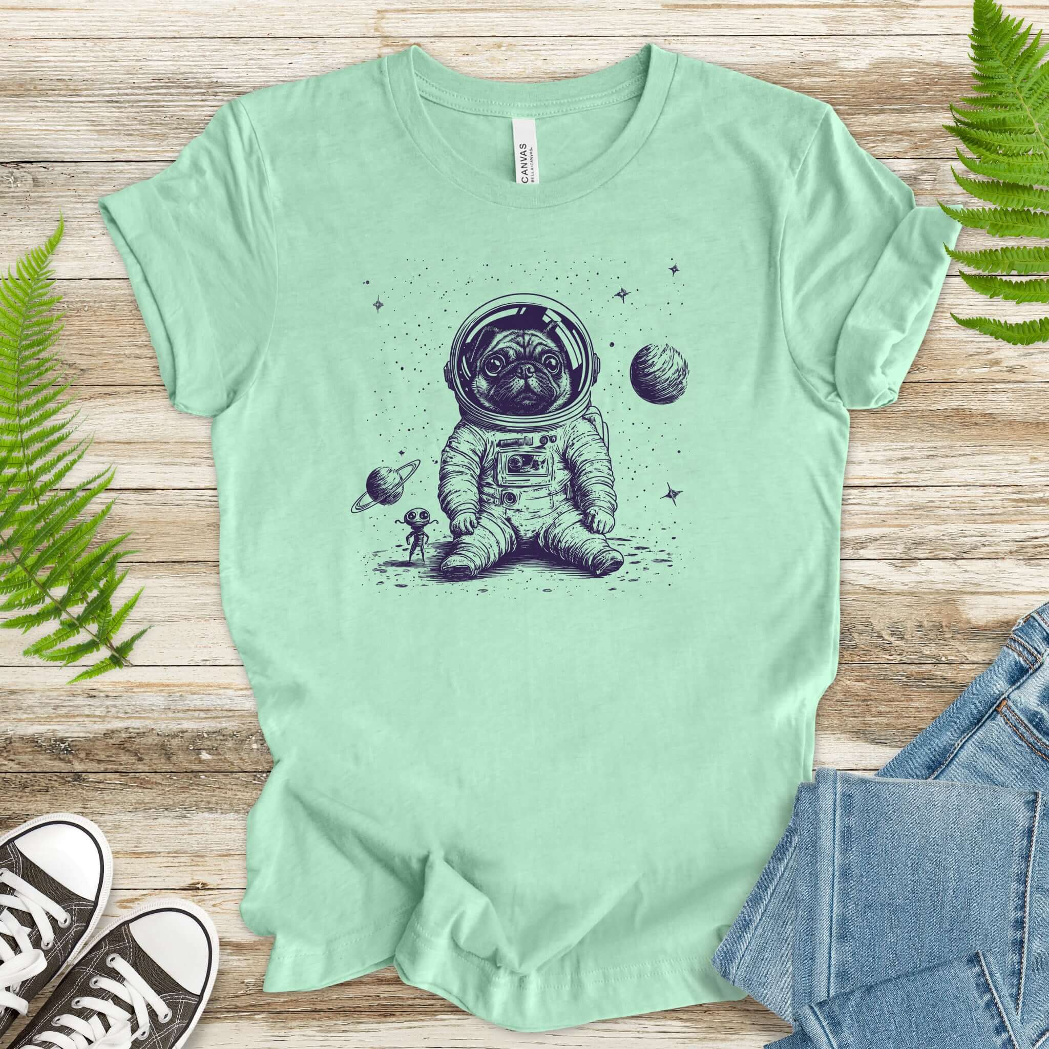 Space Pug Dog Explorer T-Shirt