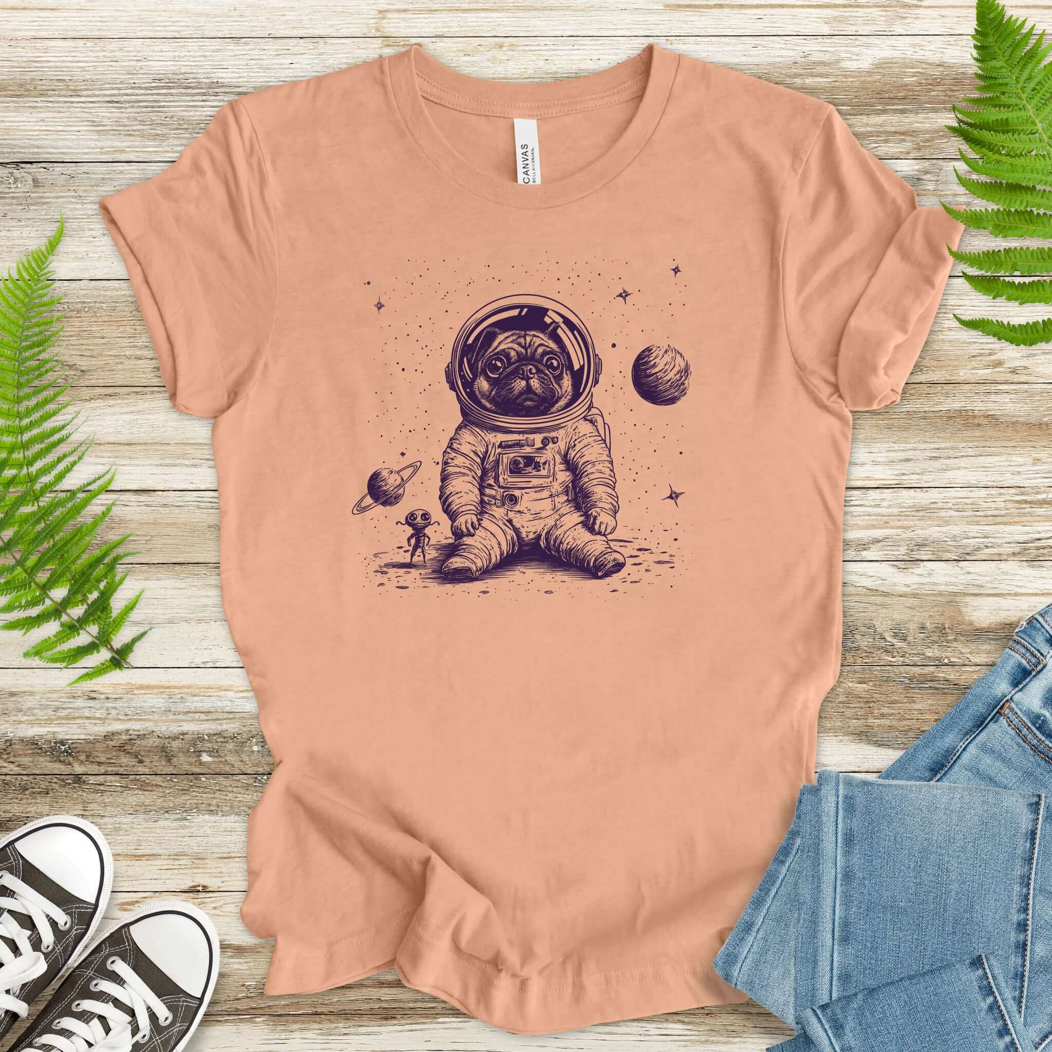 Space Pug Dog Explorer T-Shirt