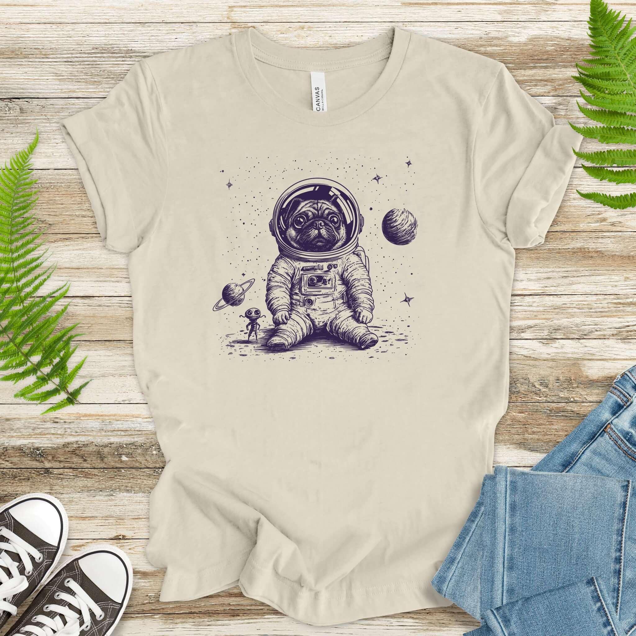 Space Pug Dog Explorer T-Shirt