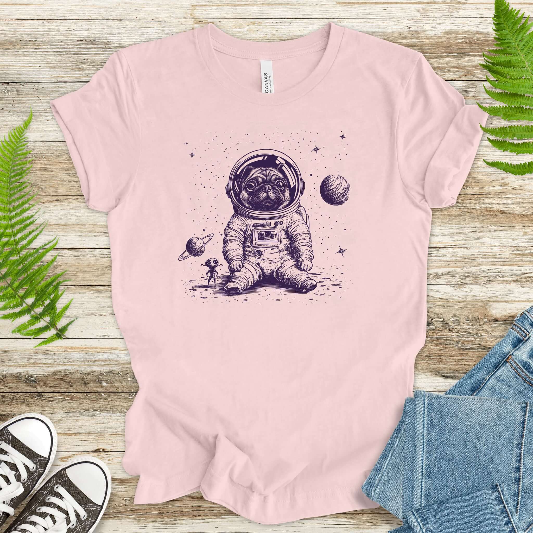 Space Pug Dog Explorer T-Shirt