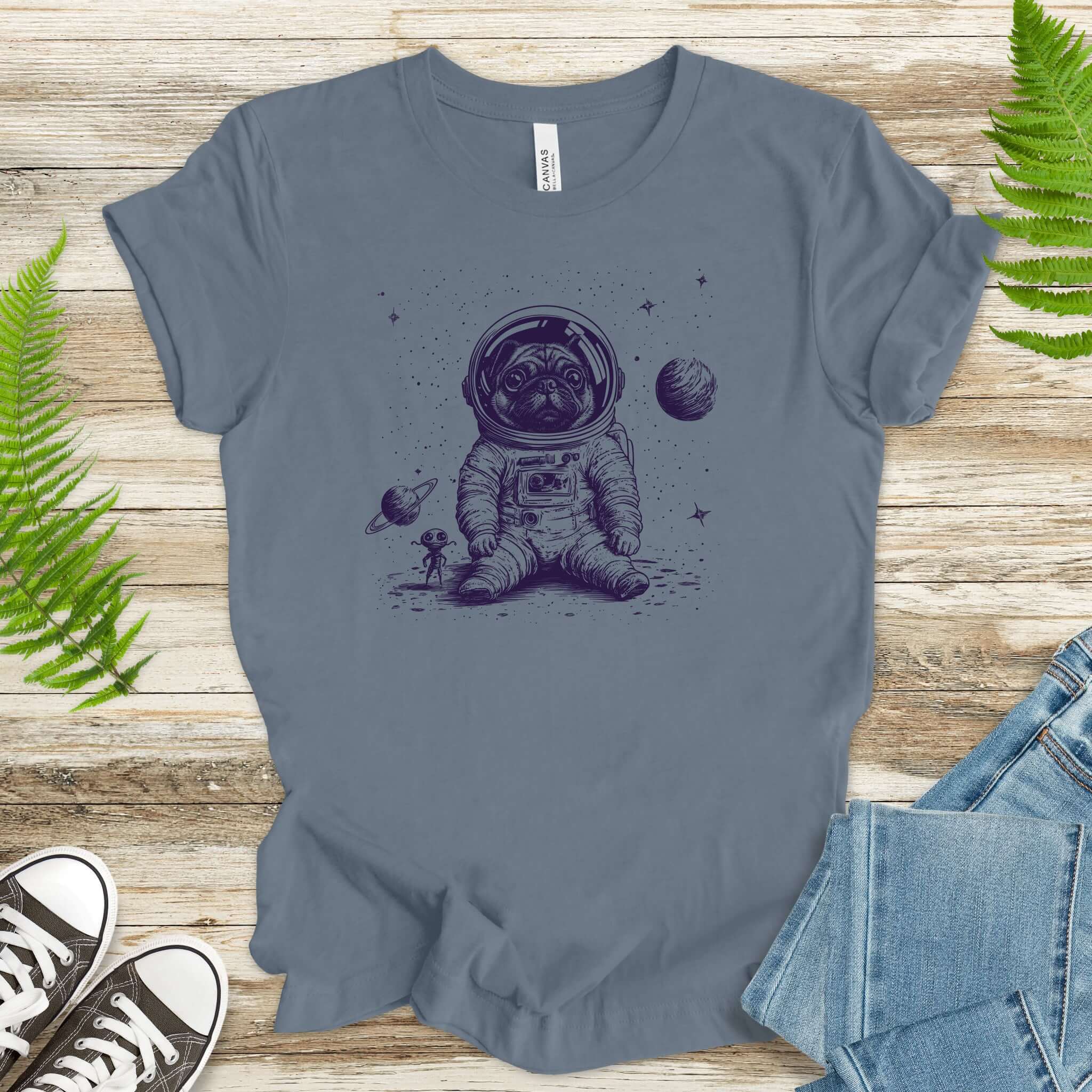 Space Pug Dog Explorer T-Shirt