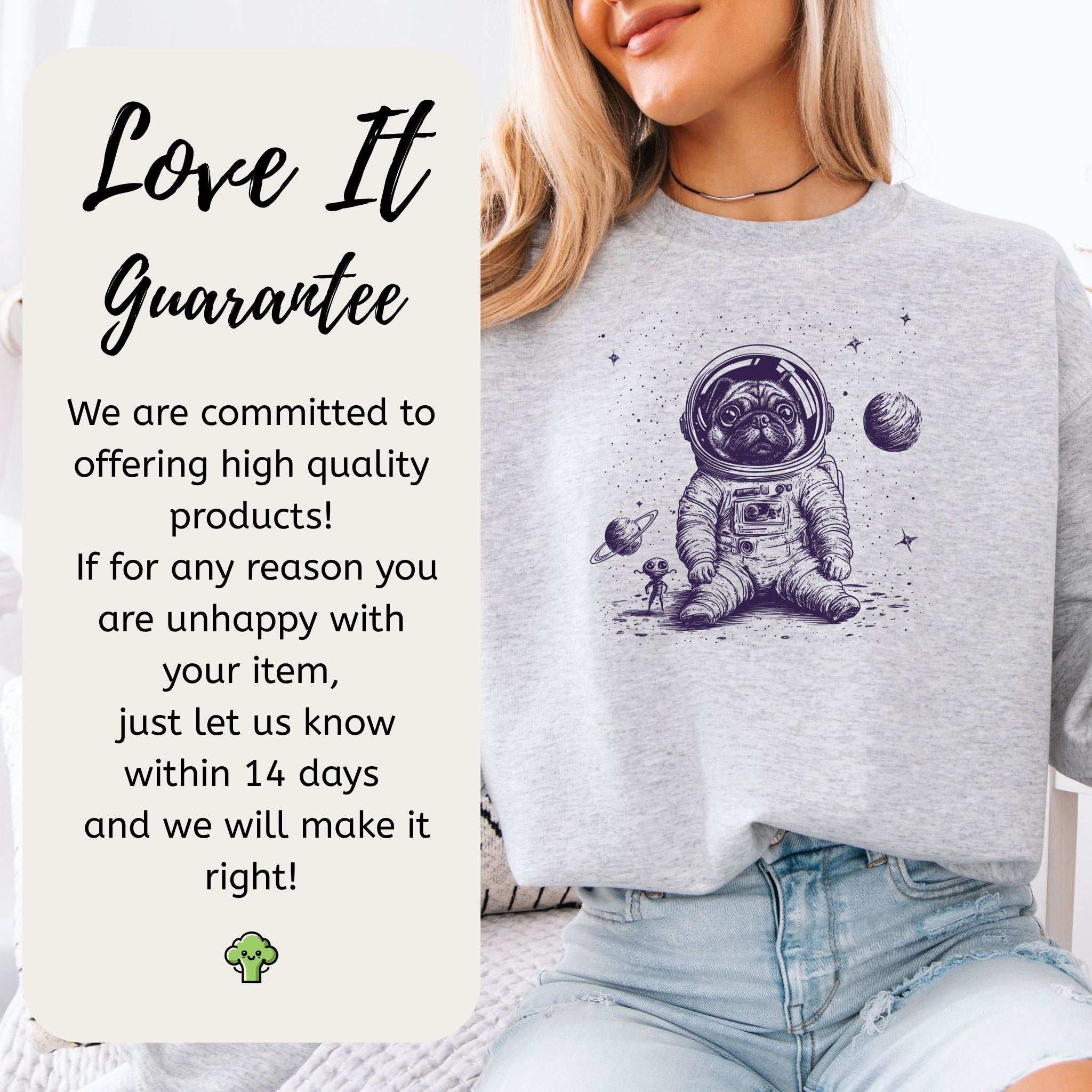 Space Pug Sweatshirt – Funny Astronaut Dog Explorer Adventure