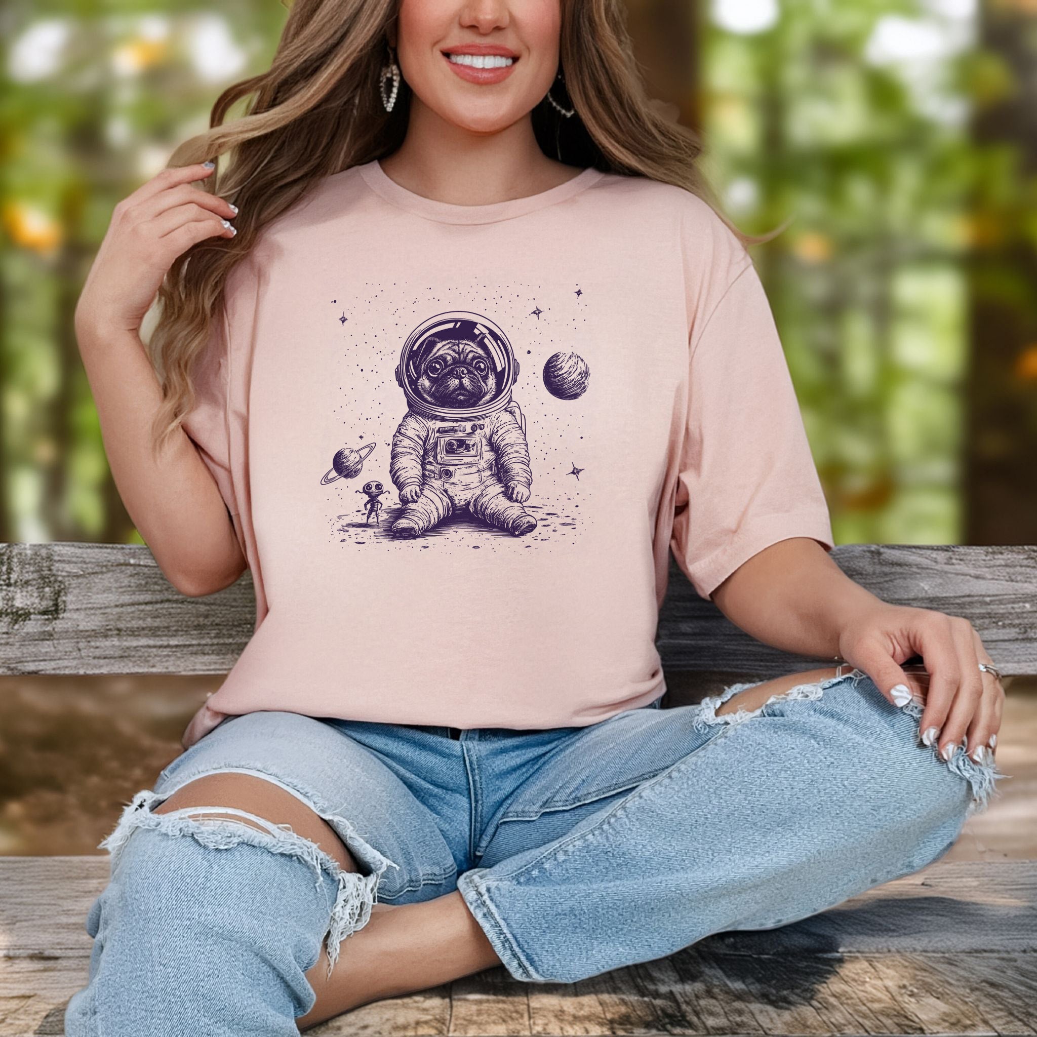 Space Pug Dog Explorer T-Shirt