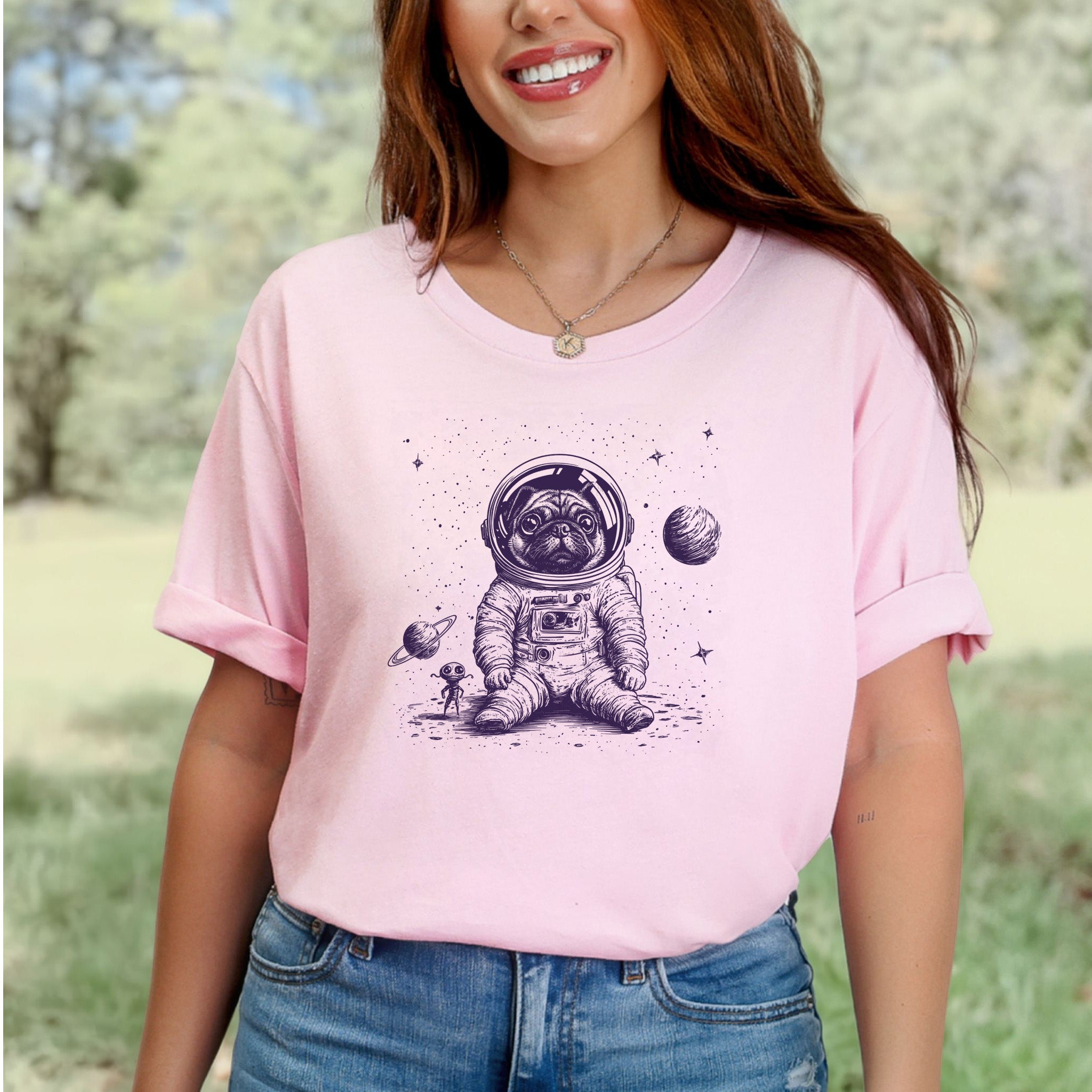 Space Pug Dog Explorer T-Shirt