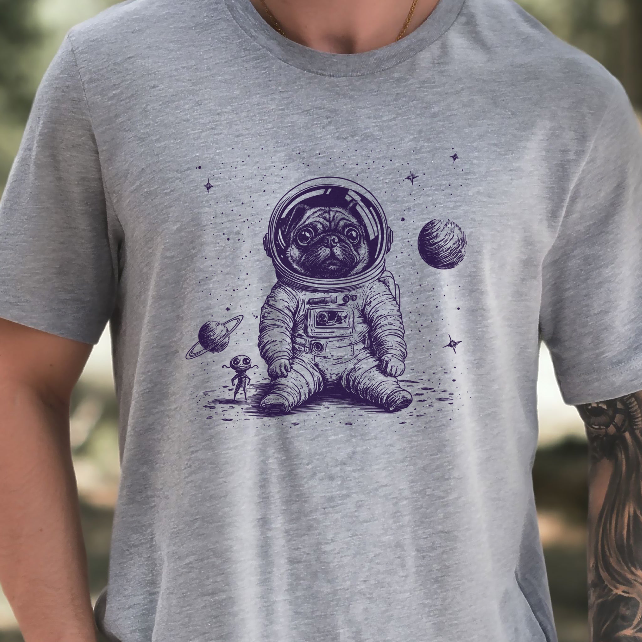 Space Pug Dog Explorer T-Shirt