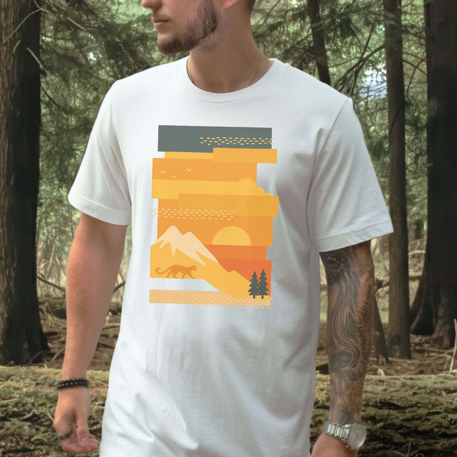 Puma Modern Art T-Shirt – Retro Sunset Cougar Wilderness Tee