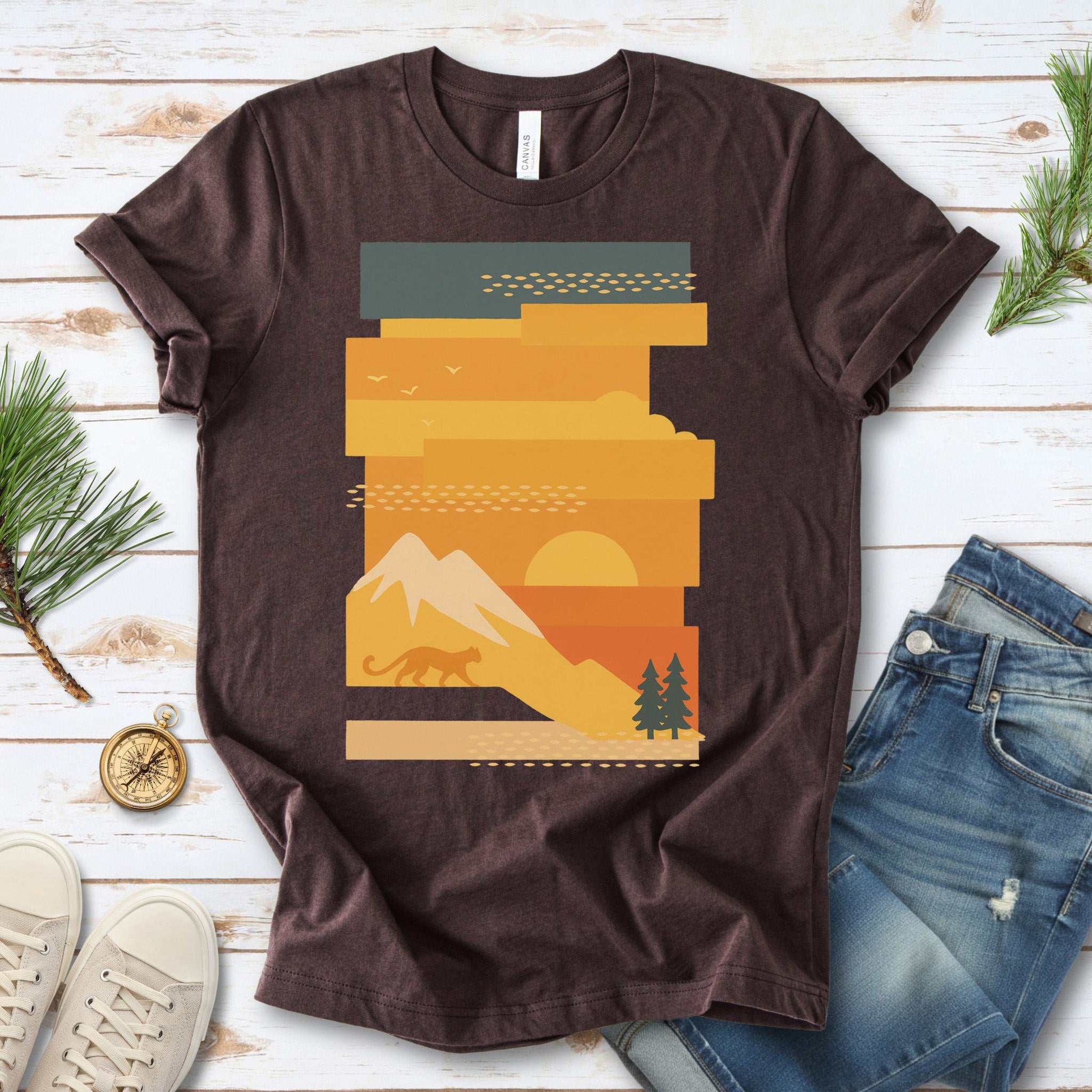Puma Modern Art T-Shirt – Retro Sunset Cougar Wilderness Tee