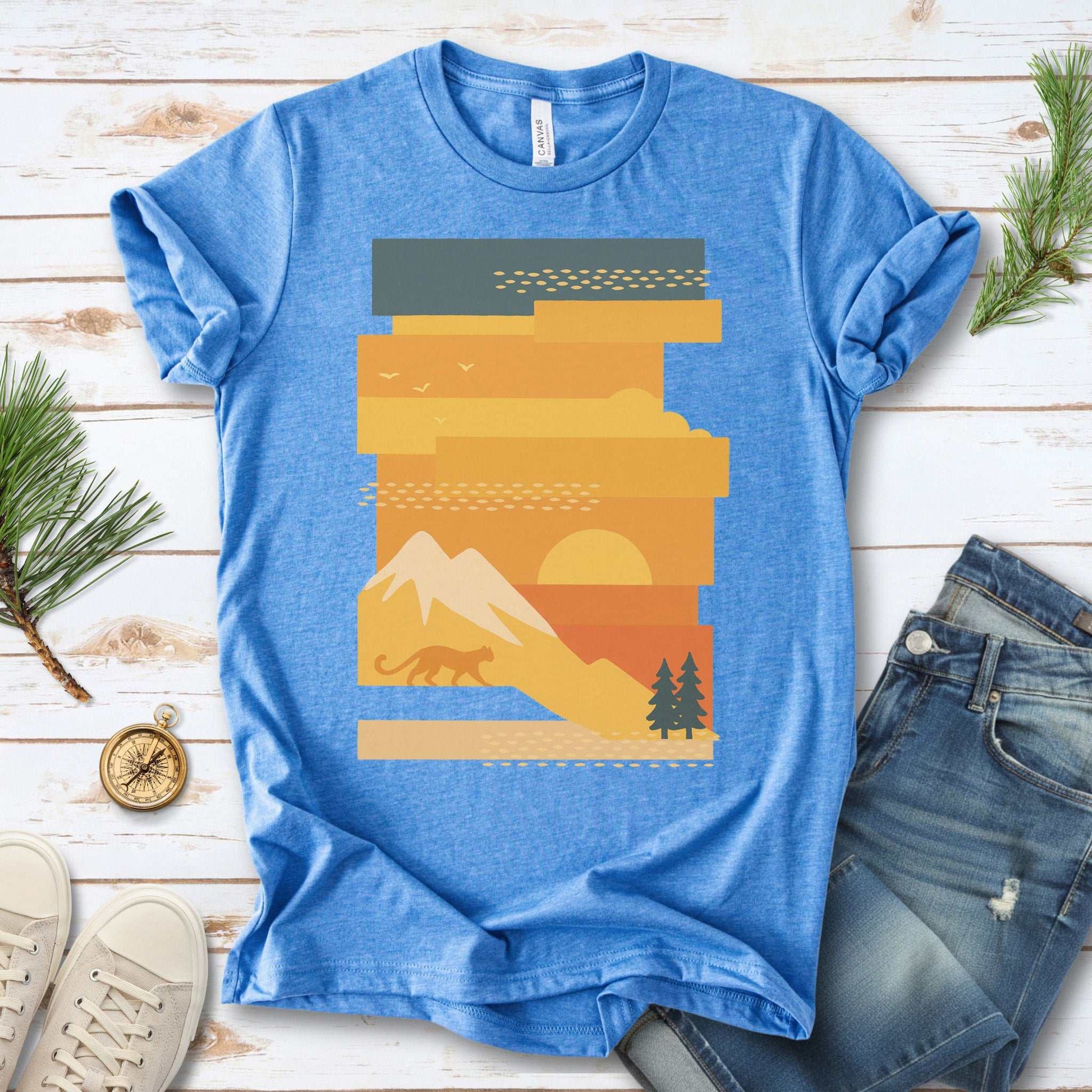 Puma Modern Art T-Shirt – Retro Sunset Cougar Wilderness Tee