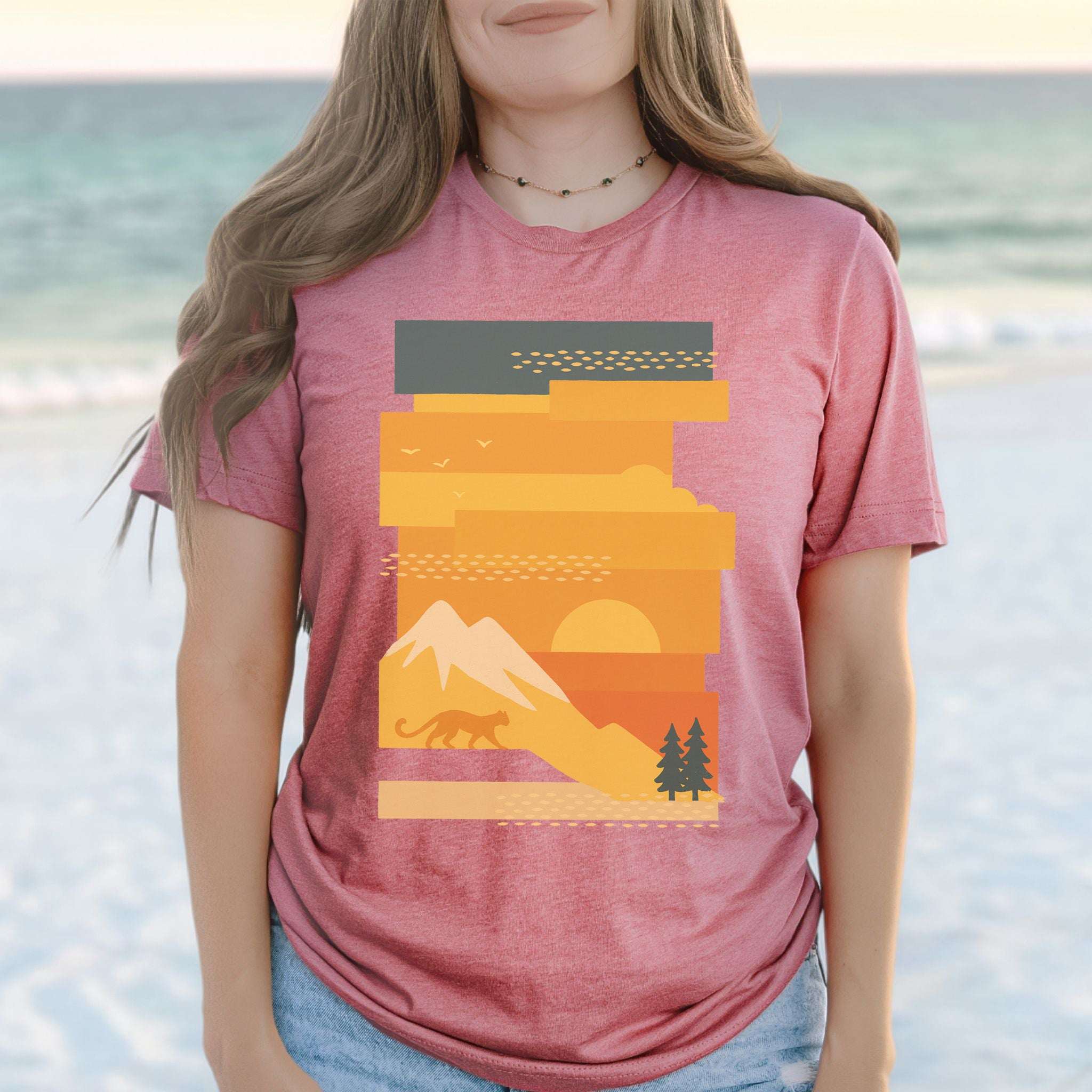 Puma Modern Art T-Shirt – Retro Sunset Cougar Wilderness Tee