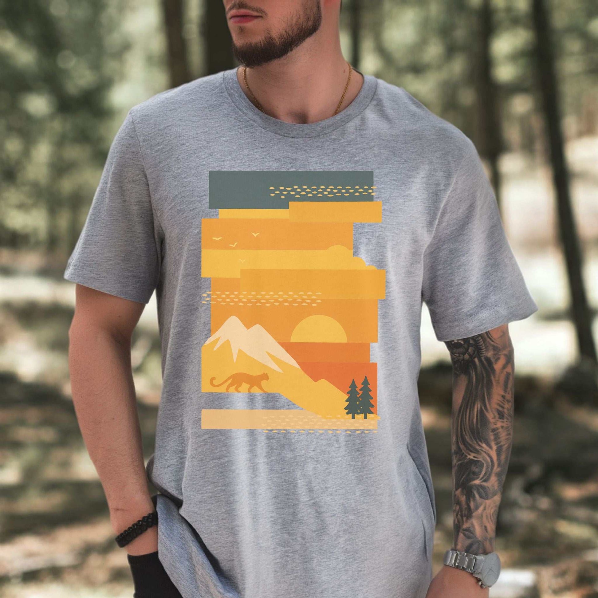 Puma Modern Art T-Shirt – Retro Sunset Cougar Wilderness Tee