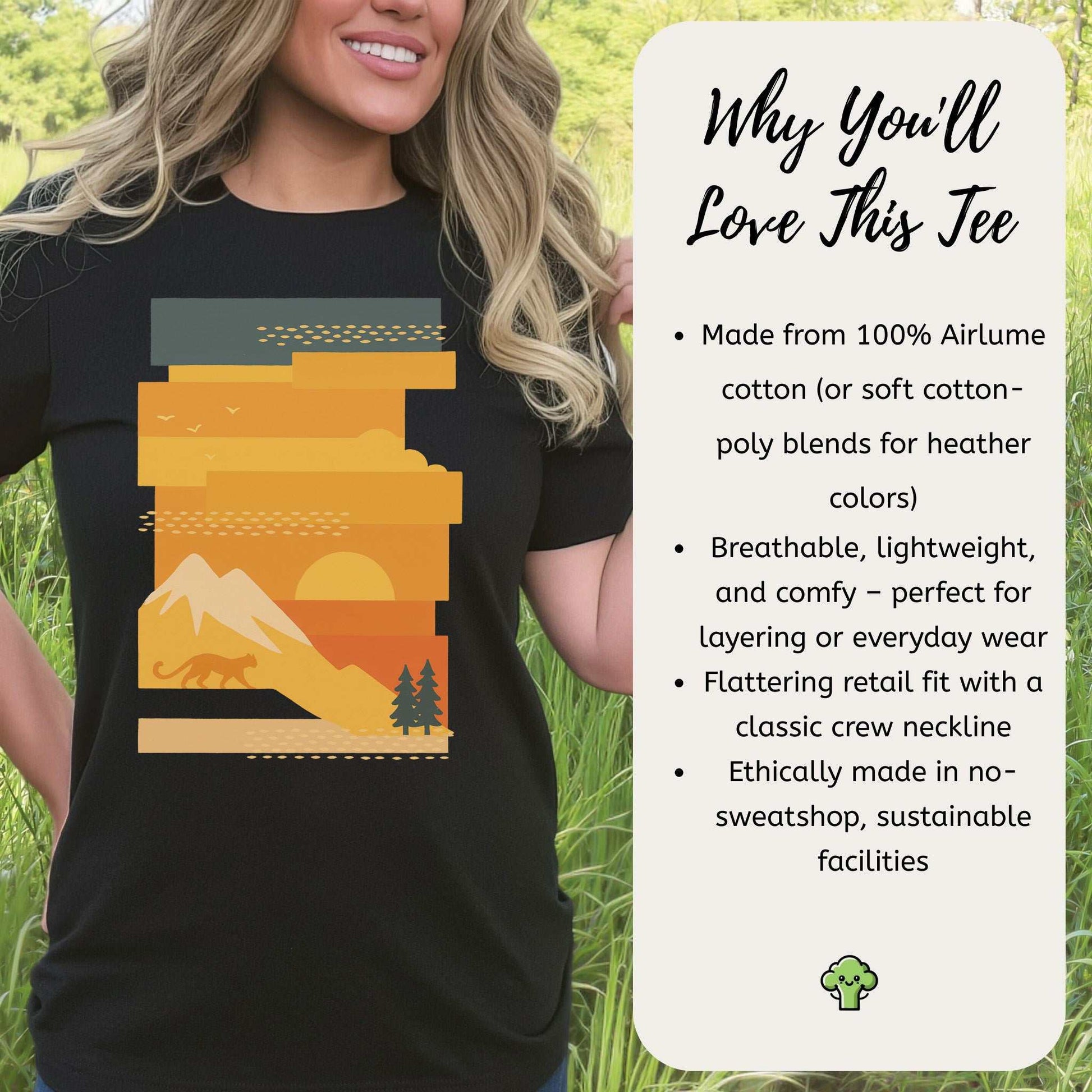 Puma Modern Art T-Shirt – Retro Sunset Cougar Wilderness Tee