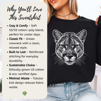 Mountain Lion Sweatshirt – Spirit Animal of Silent Strength & Wild Soul Energy
