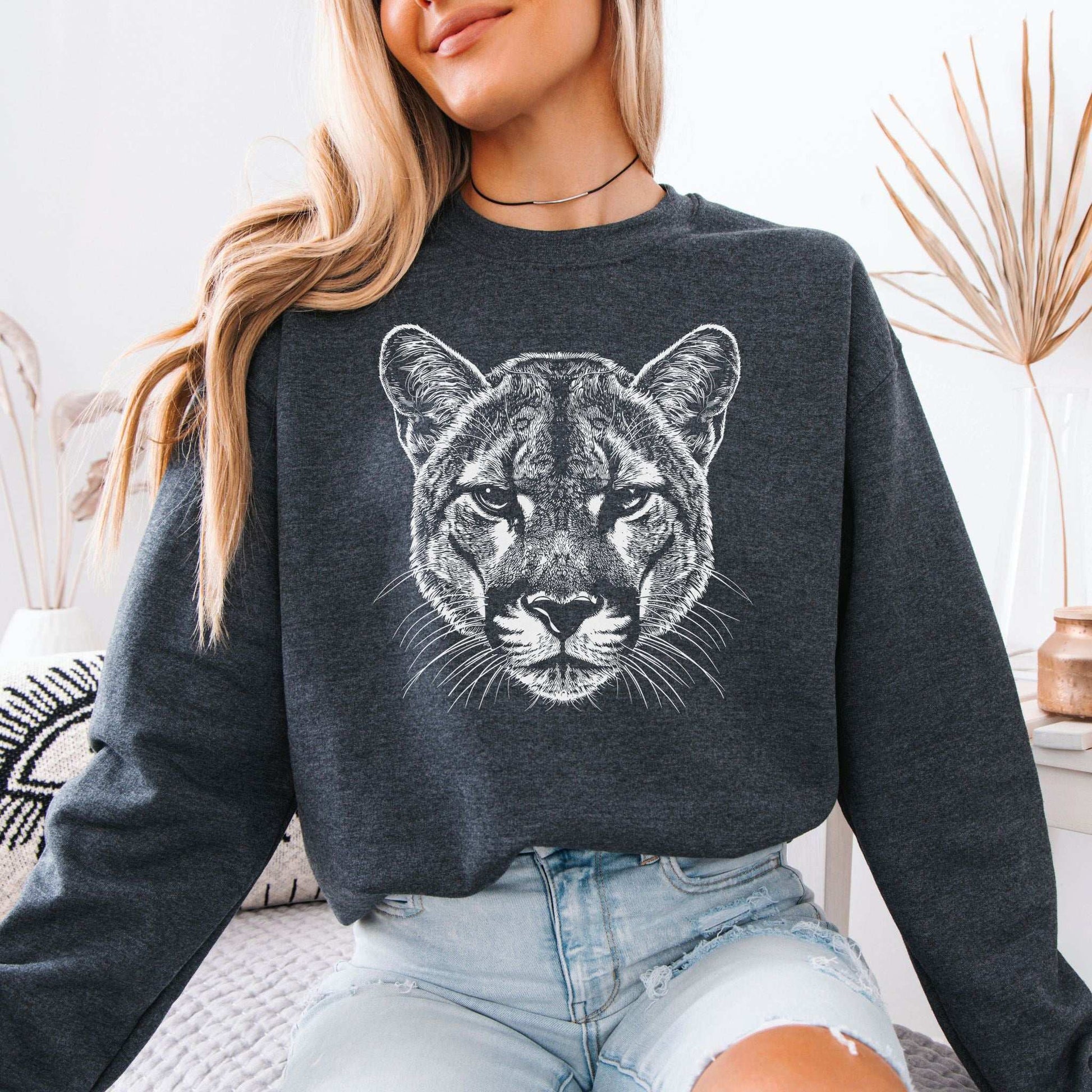 Mountain Lion Sweatshirt – Spirit Animal of Silent Strength & Wild Soul Energy