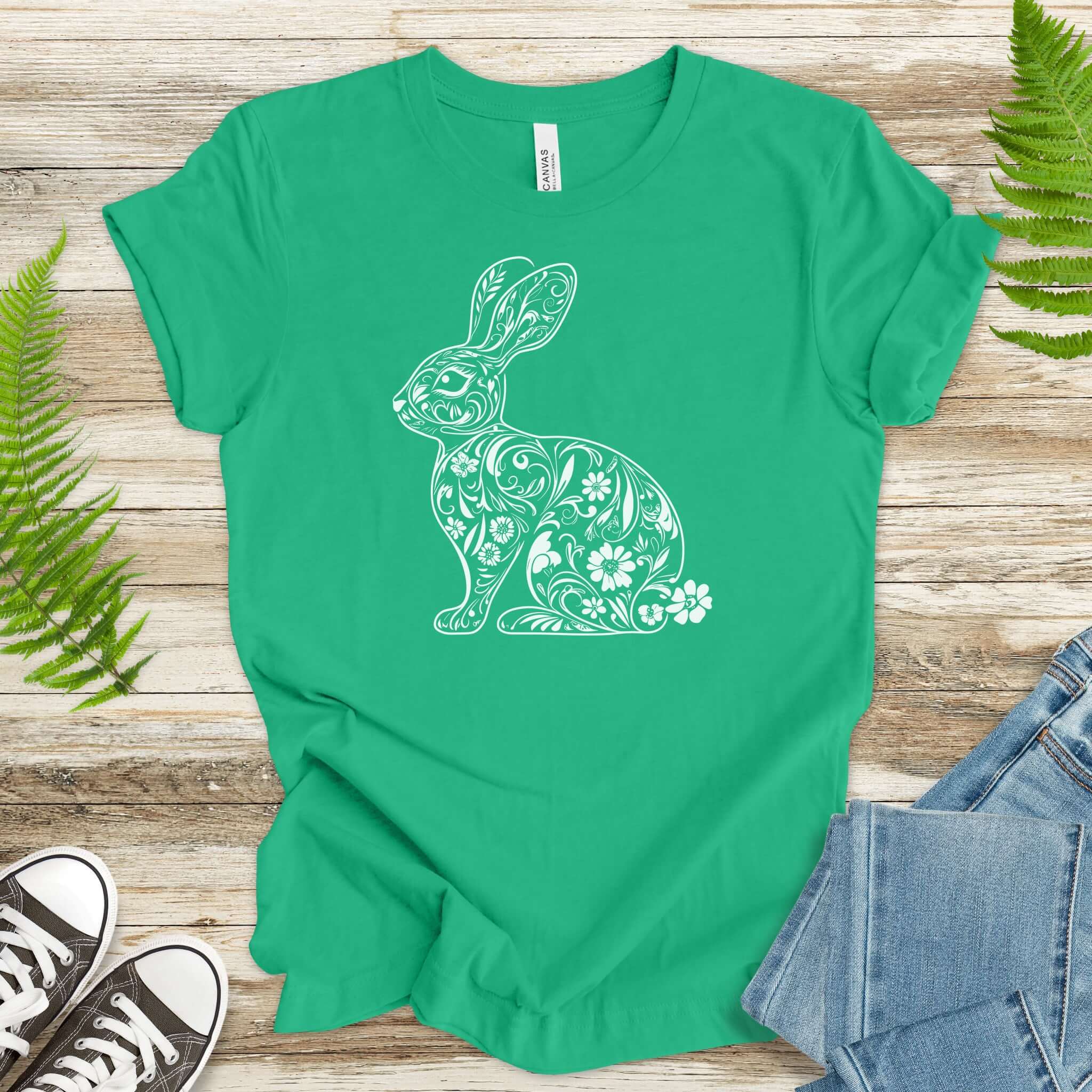 Spring Floral Bunny Easter T-Shirt