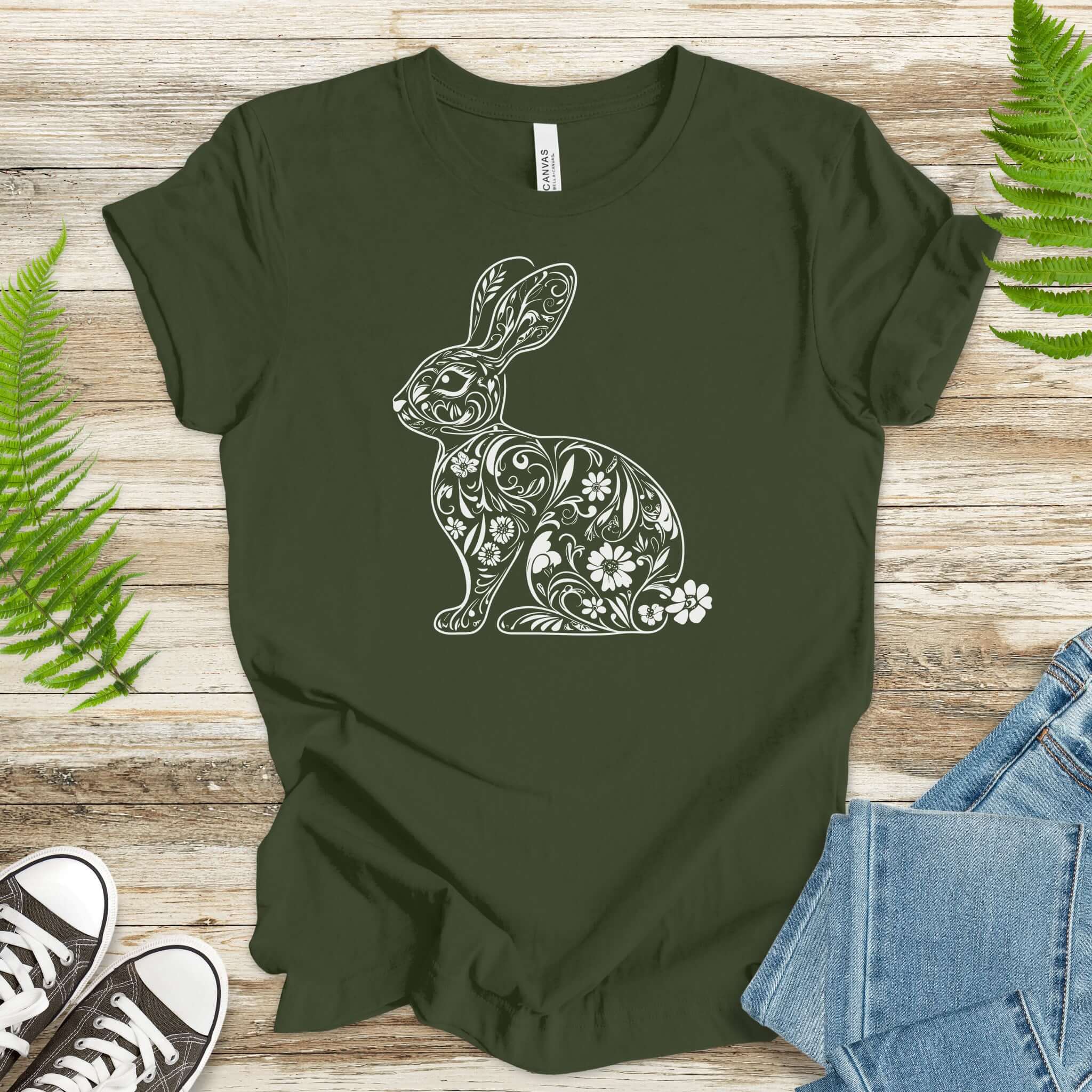 Spring Floral Bunny Easter T-Shirt