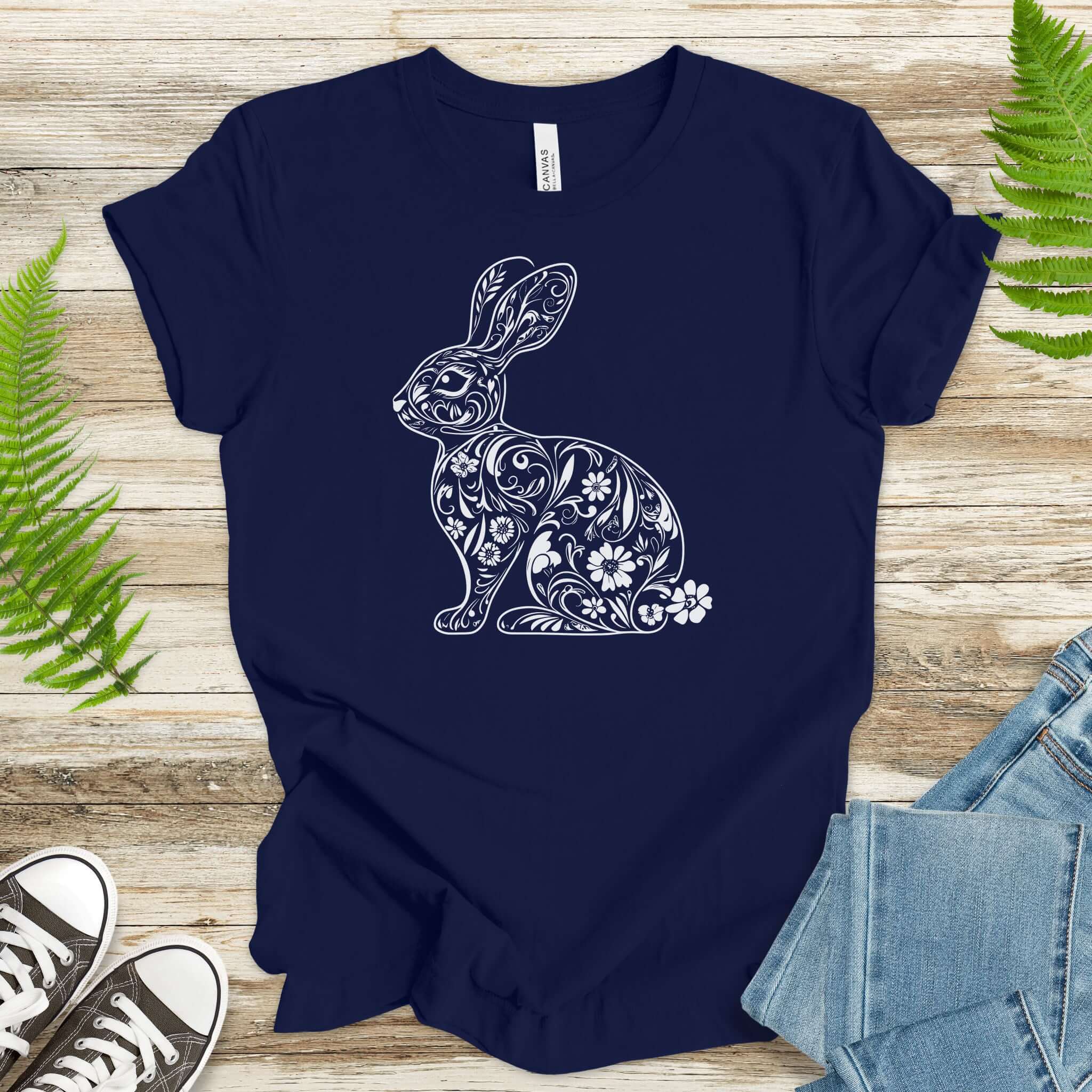 Spring Floral Bunny Easter T-Shirt