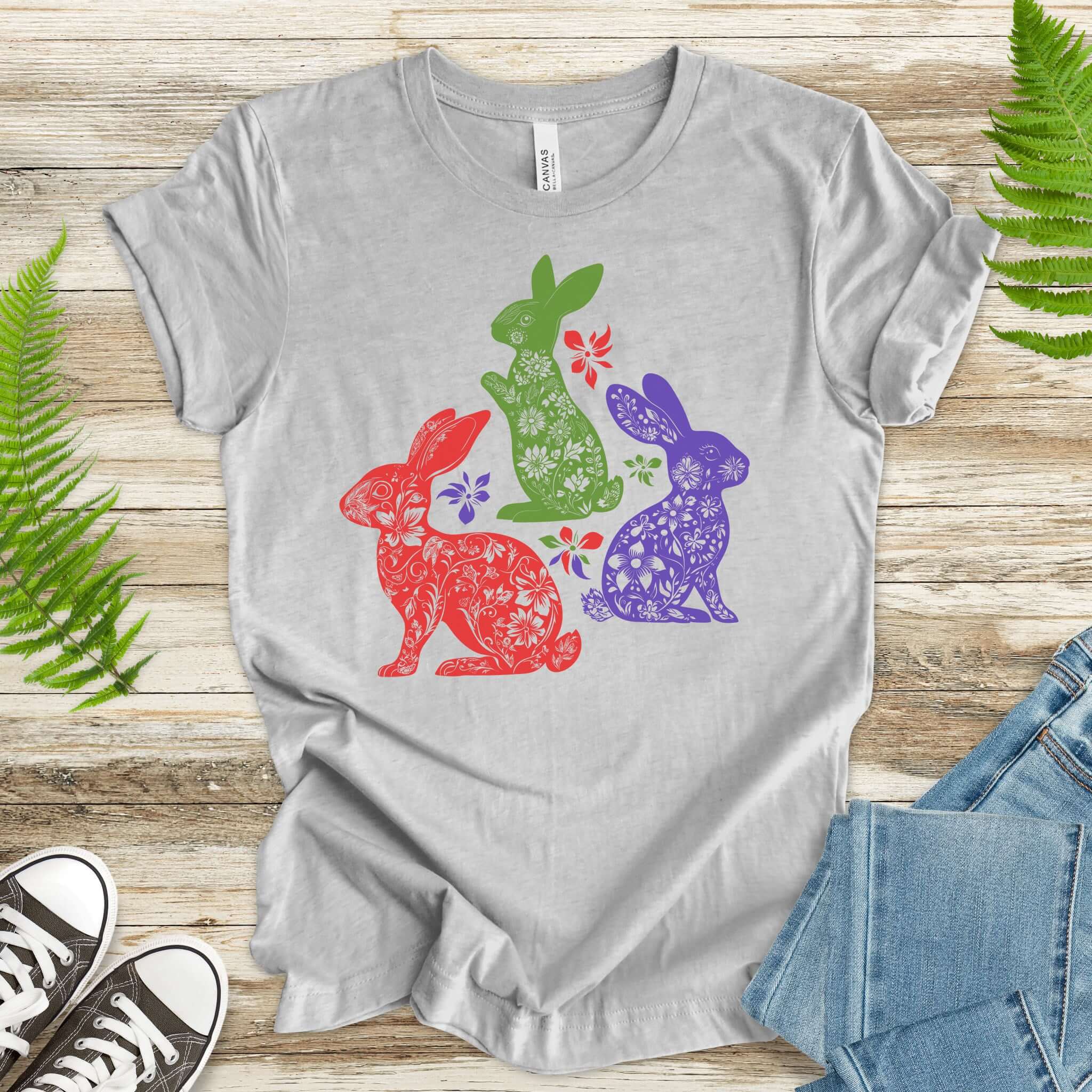 Floral Bunnies for Easter T-Shirt
