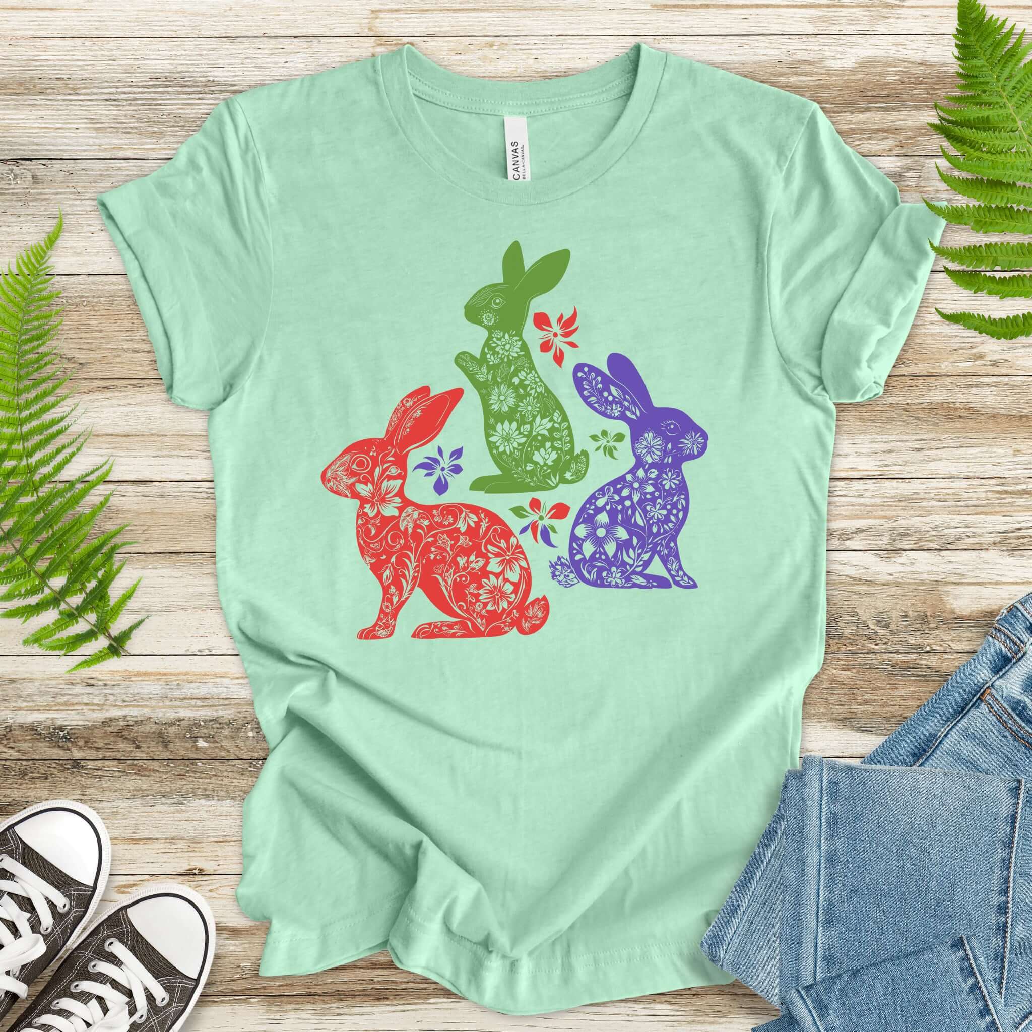 Floral Bunnies for Easter T-Shirt