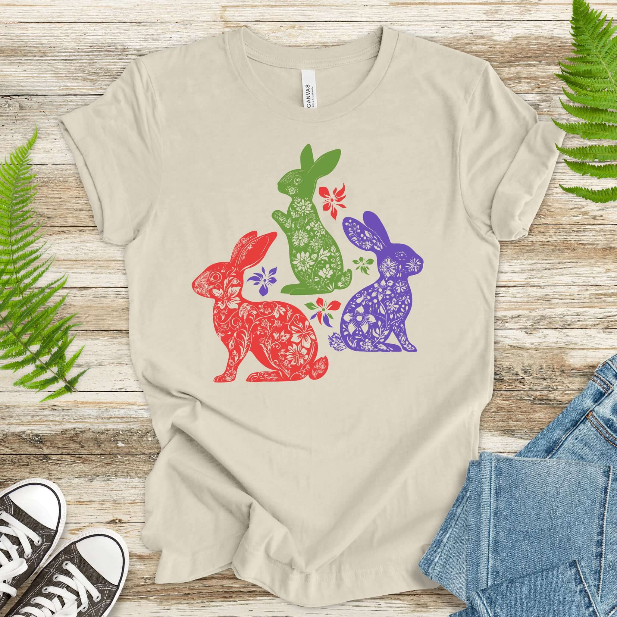 Floral Bunnies for Easter T-Shirt