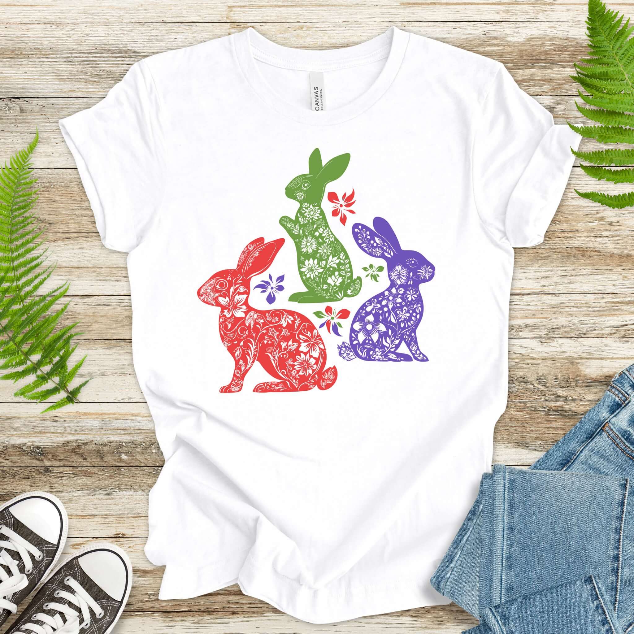 Floral Bunnies for Easter T-Shirt