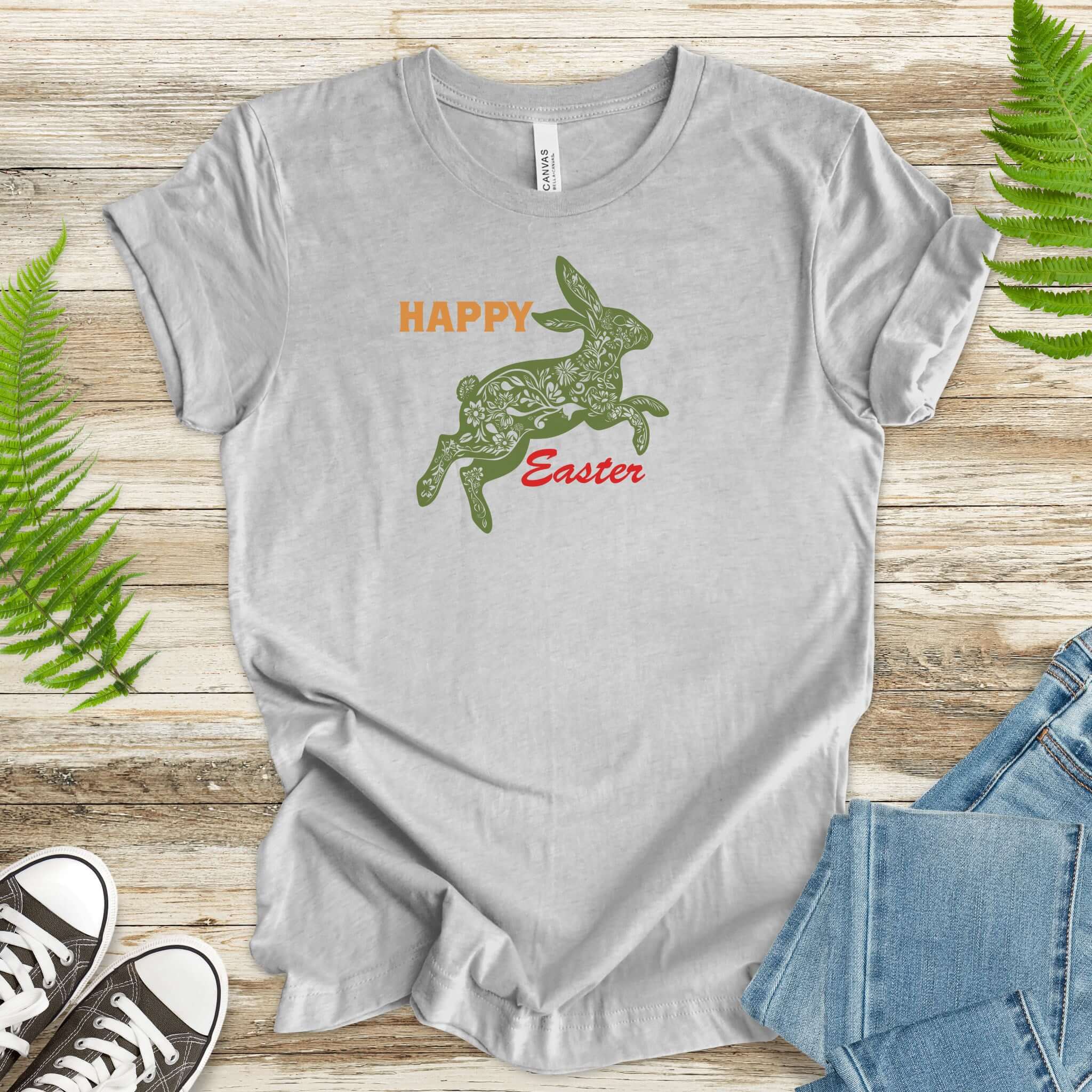 Floral Bunny Hoppy Easter Bunny T-Shirt