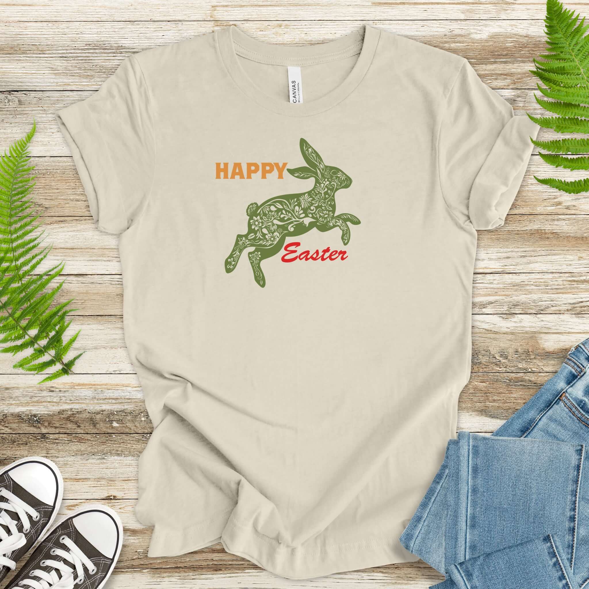 Floral Bunny Hoppy Easter Bunny T-Shirt