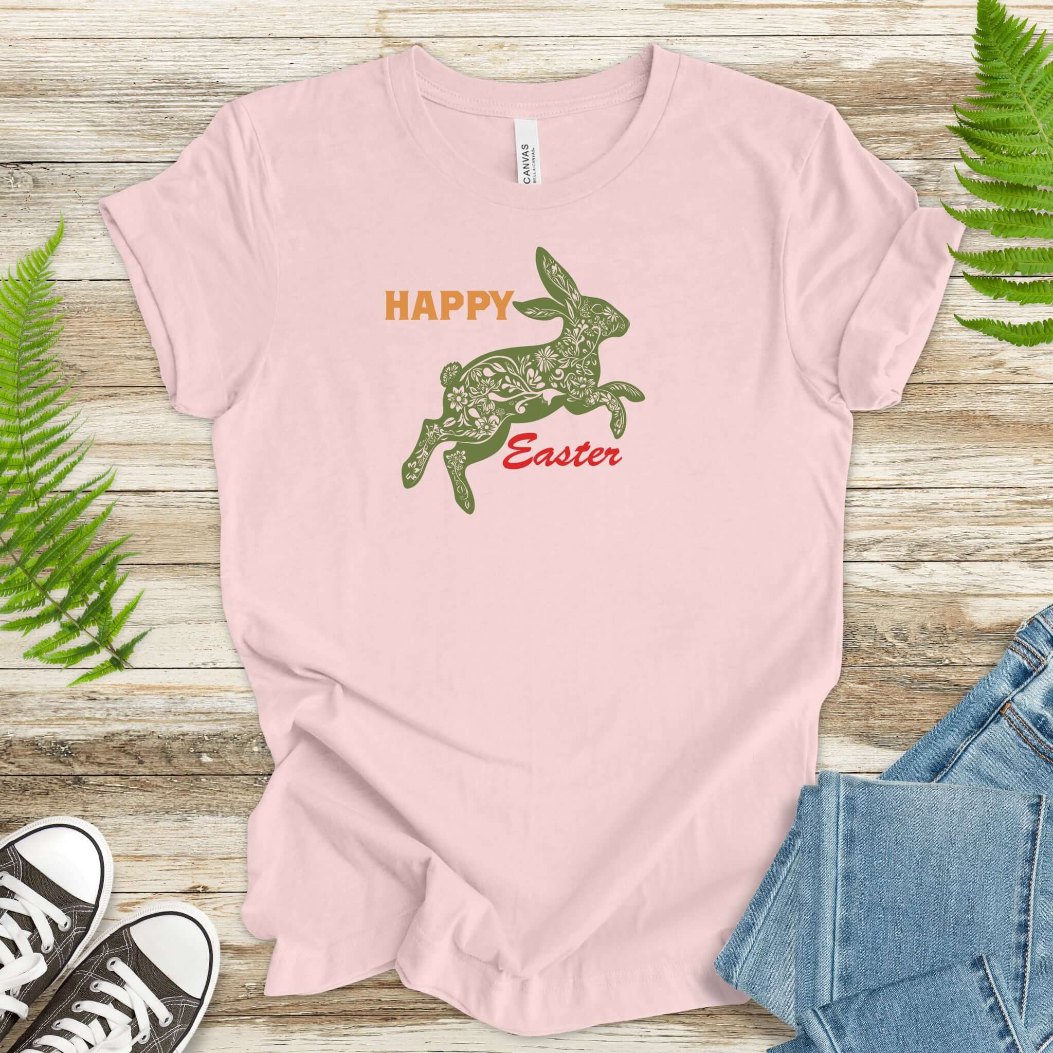 Floral Bunny Hoppy Easter Bunny T-Shirt