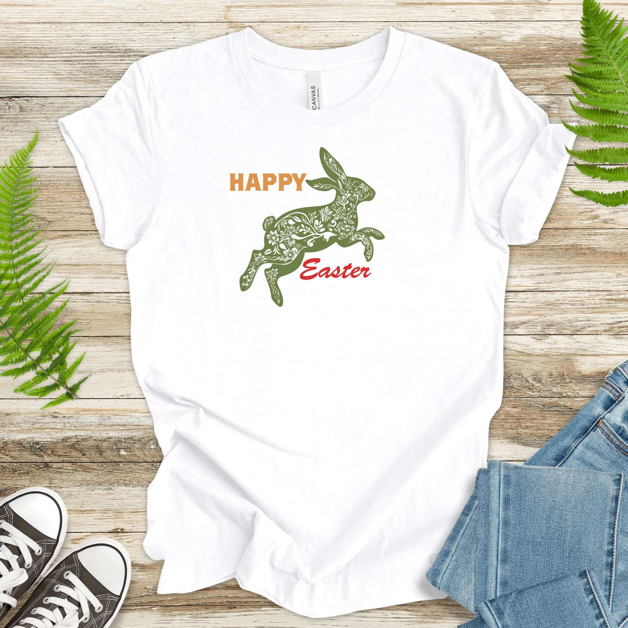Floral Bunny Hoppy Easter Bunny T-Shirt