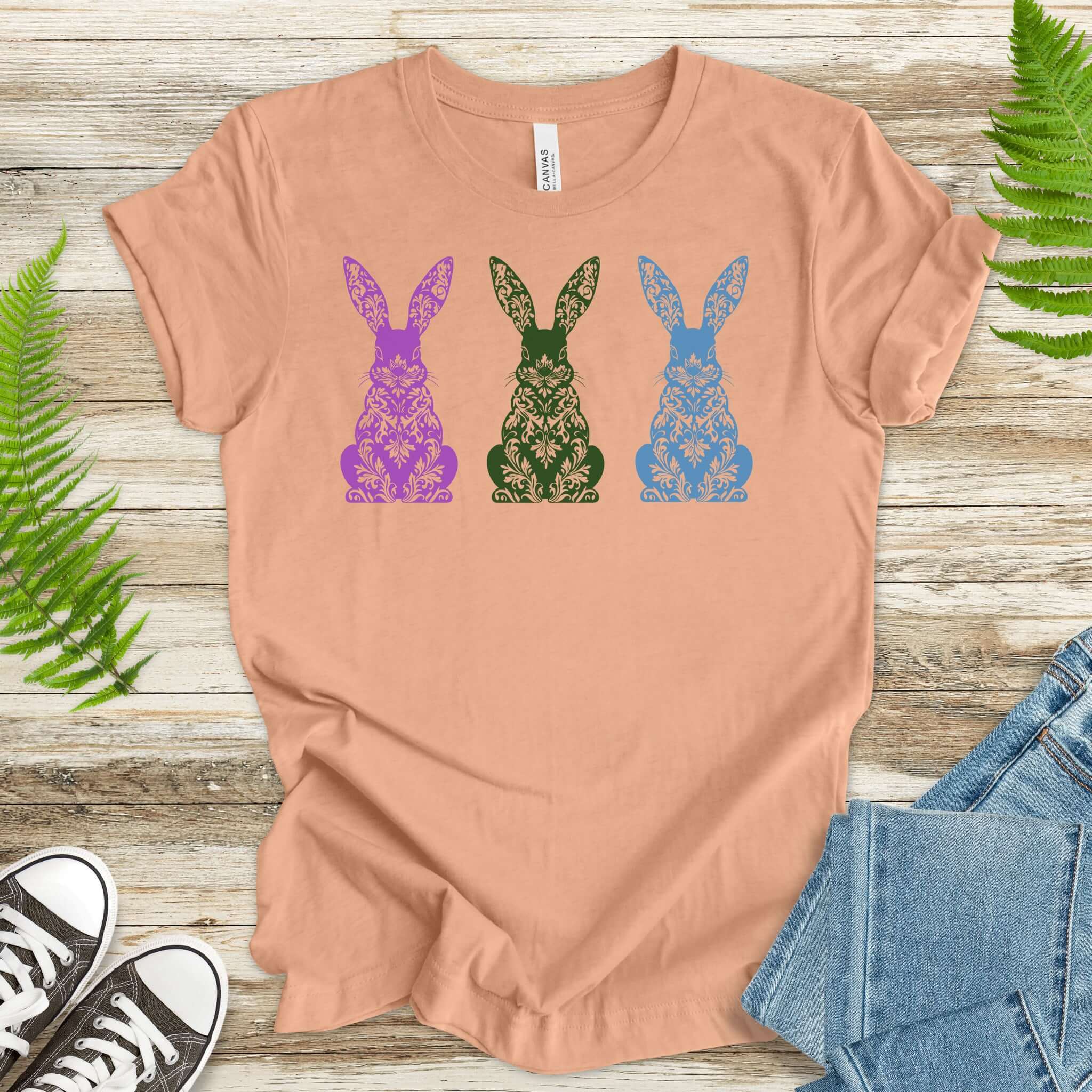 Happy Easter Floral Bunnies T-Shirt