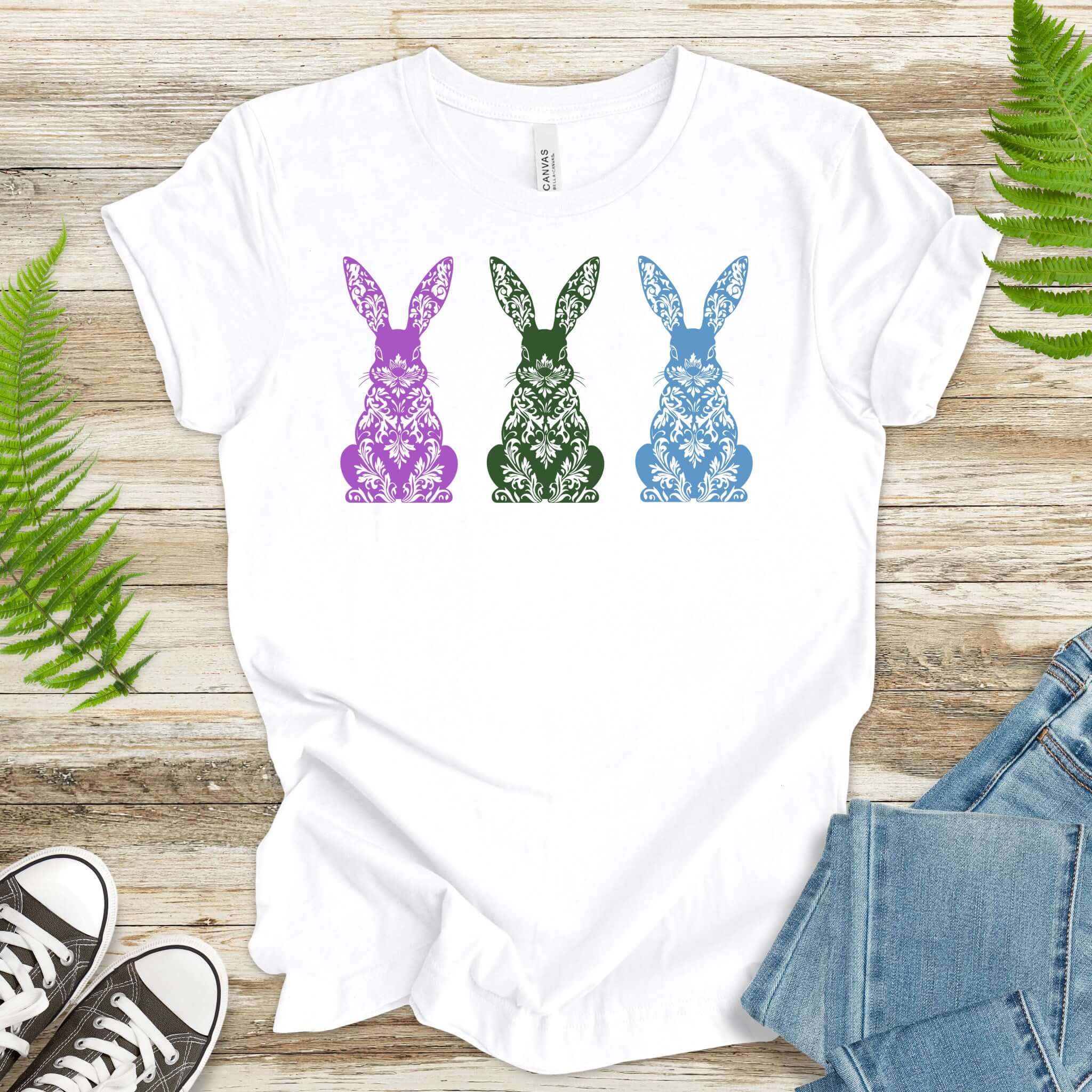 Happy Easter Floral Bunnies T-Shirt