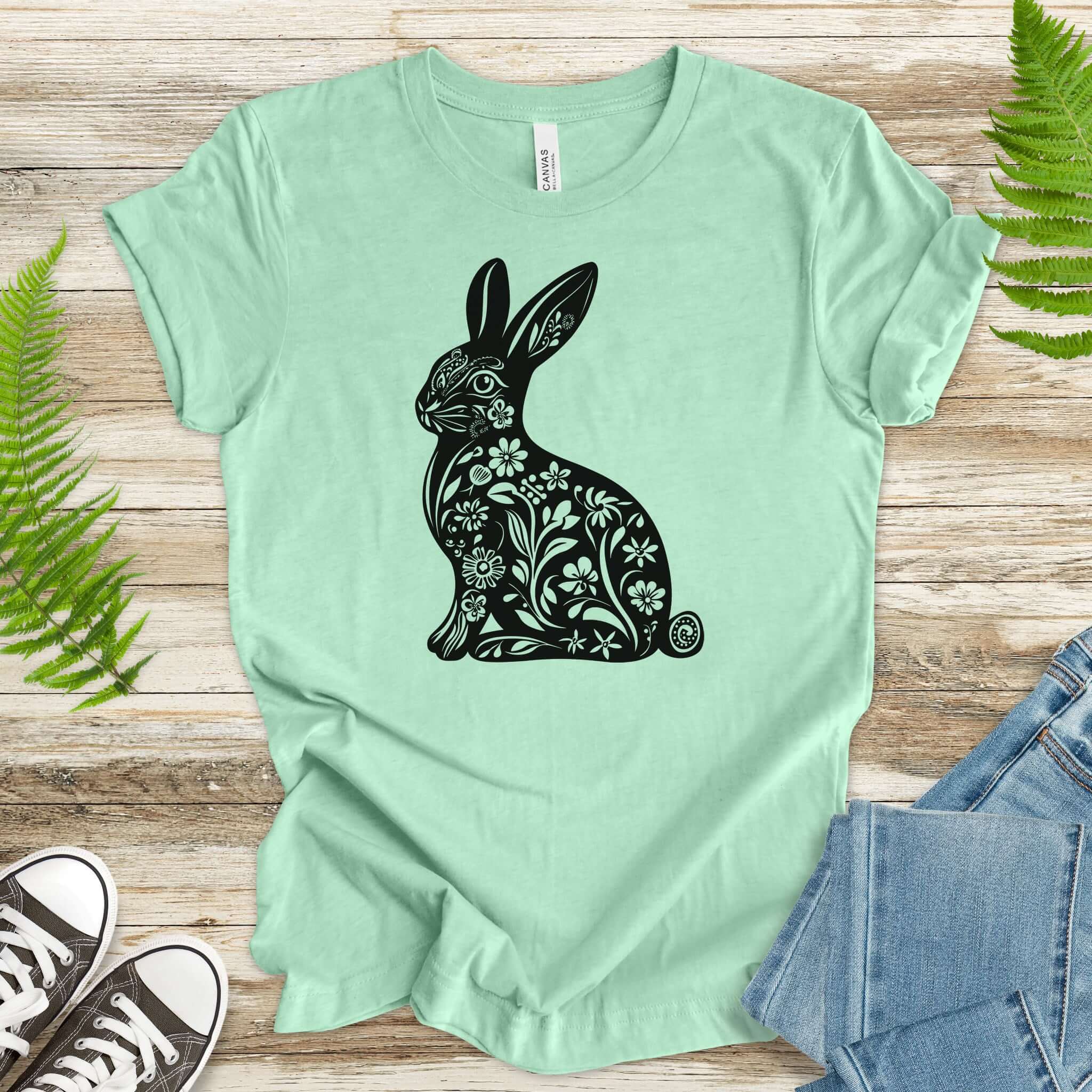Decorative Floral Bunny Easter T-Shirt
