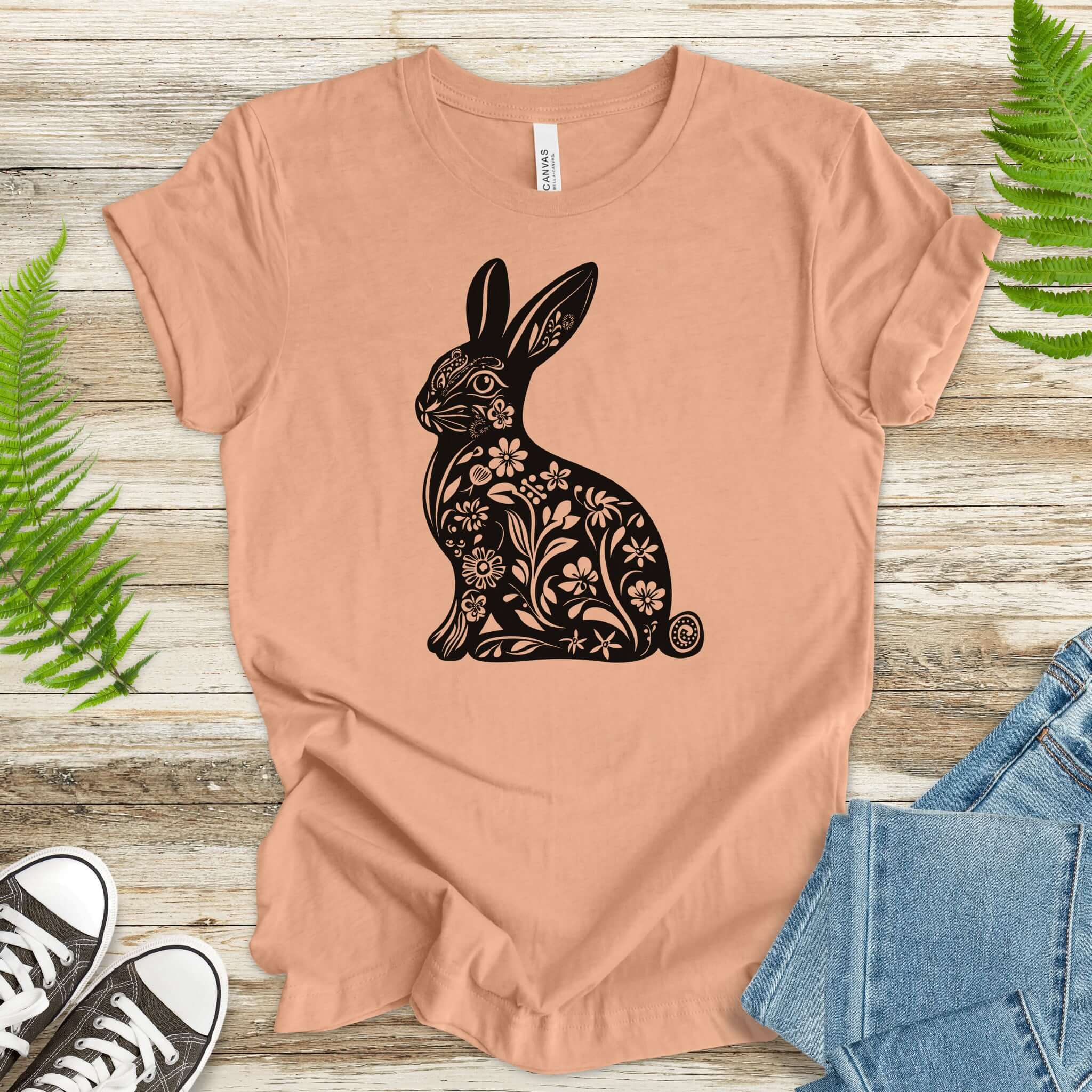 Decorative Floral Bunny Easter T-Shirt