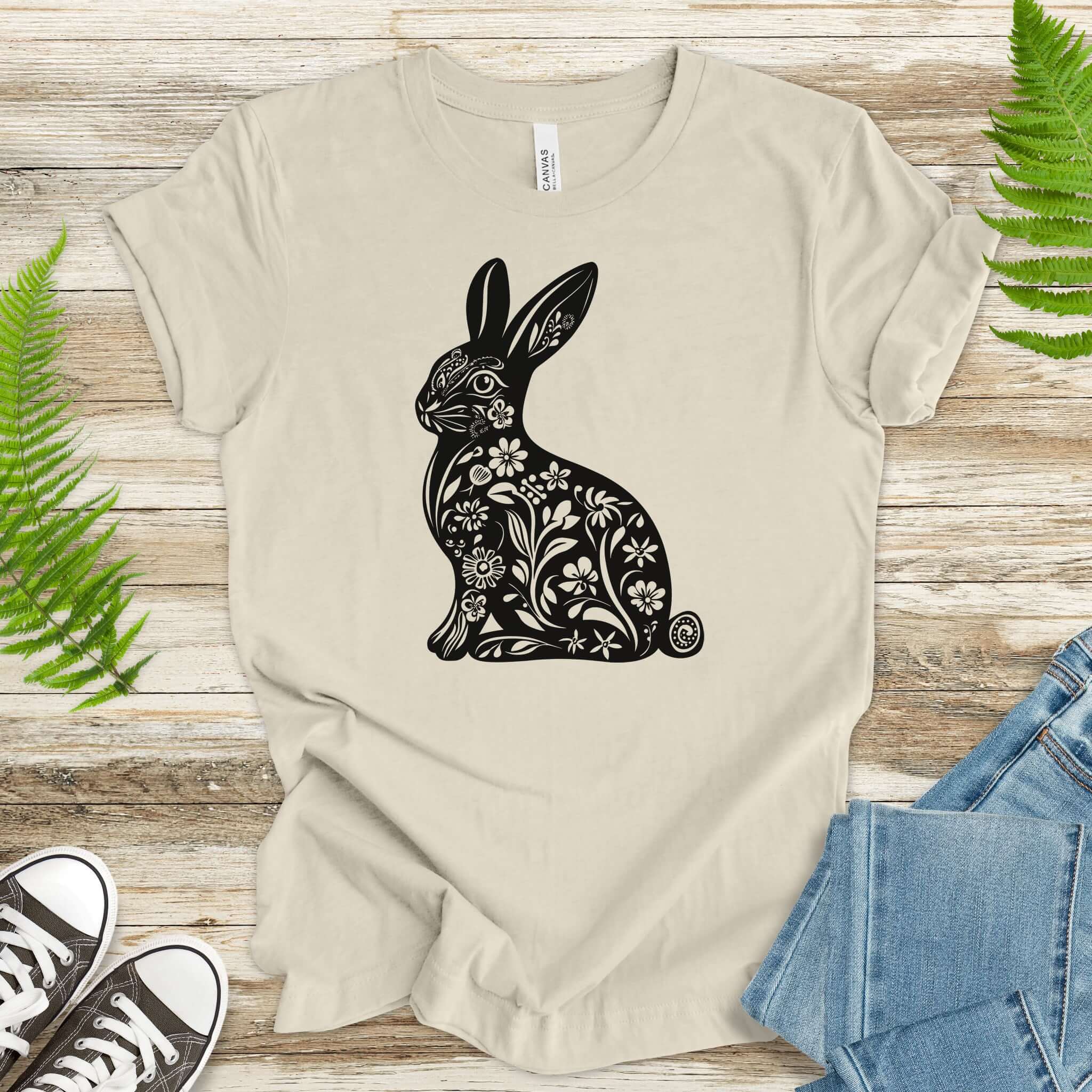 Decorative Floral Bunny Easter T-Shirt