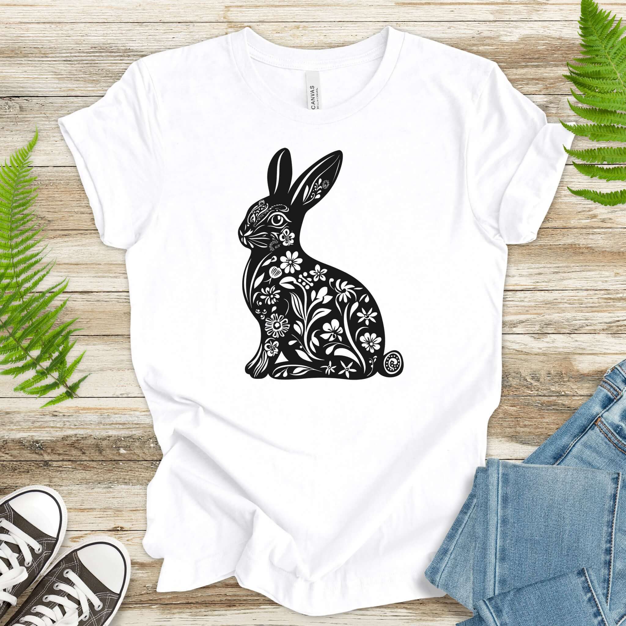 Decorative Floral Bunny Easter T-Shirt