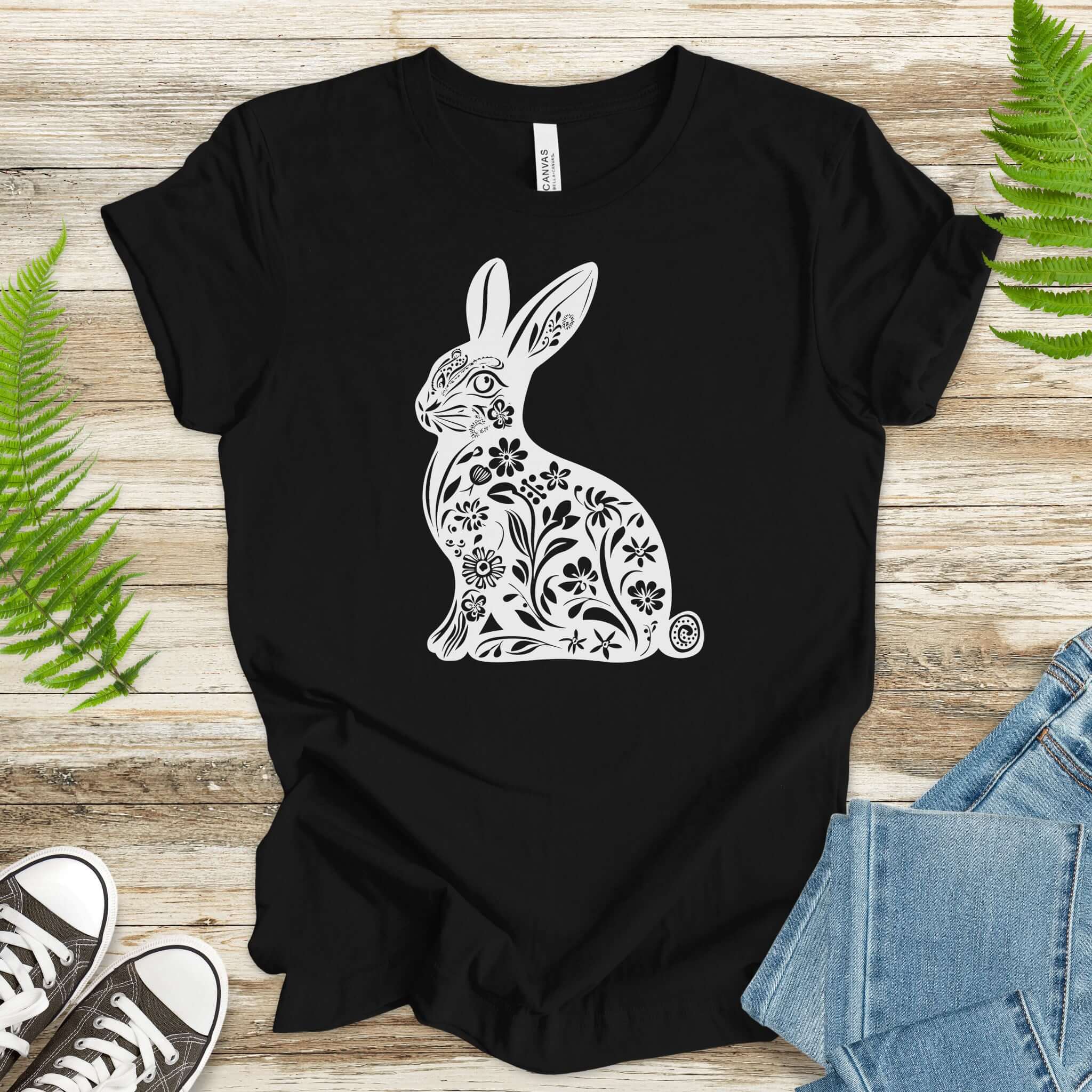 Decorative Floral Bunny Easter T-Shirt