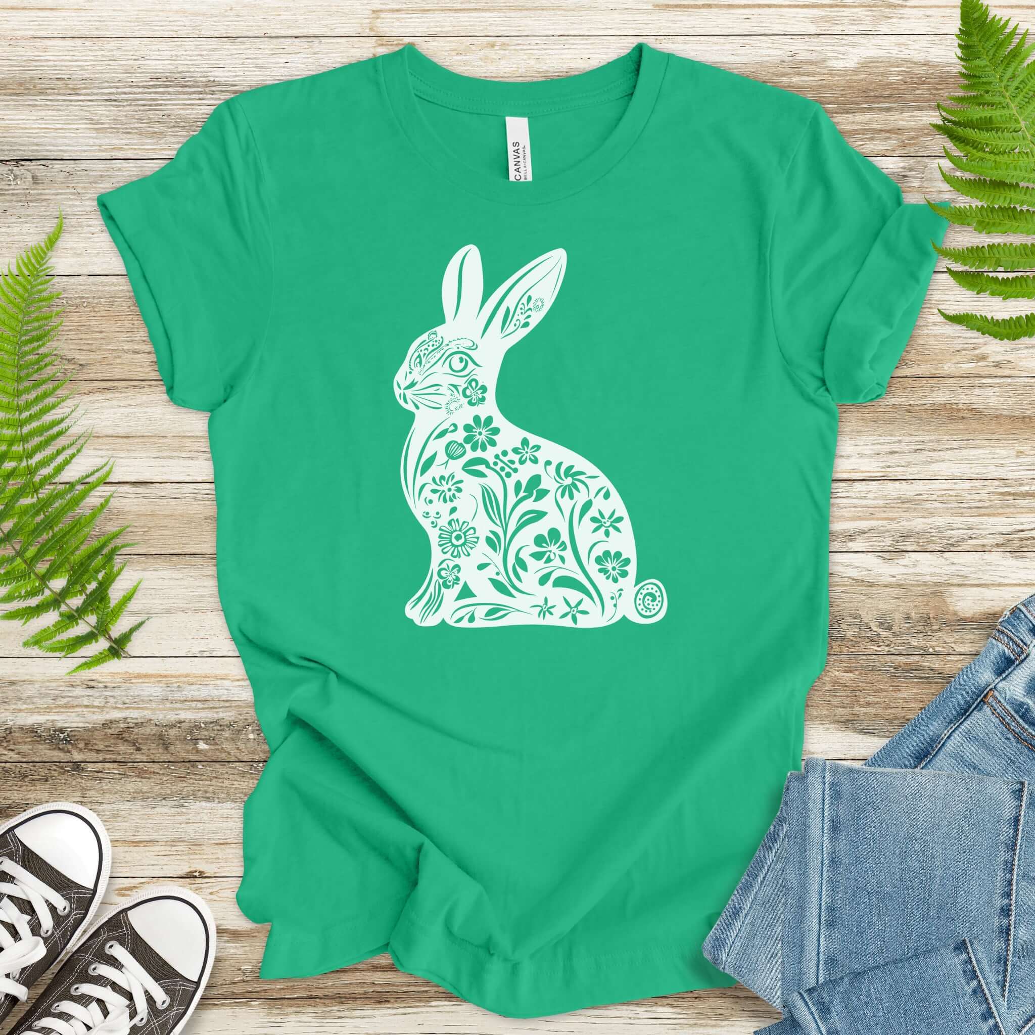 Decorative Floral Bunny Easter T-Shirt