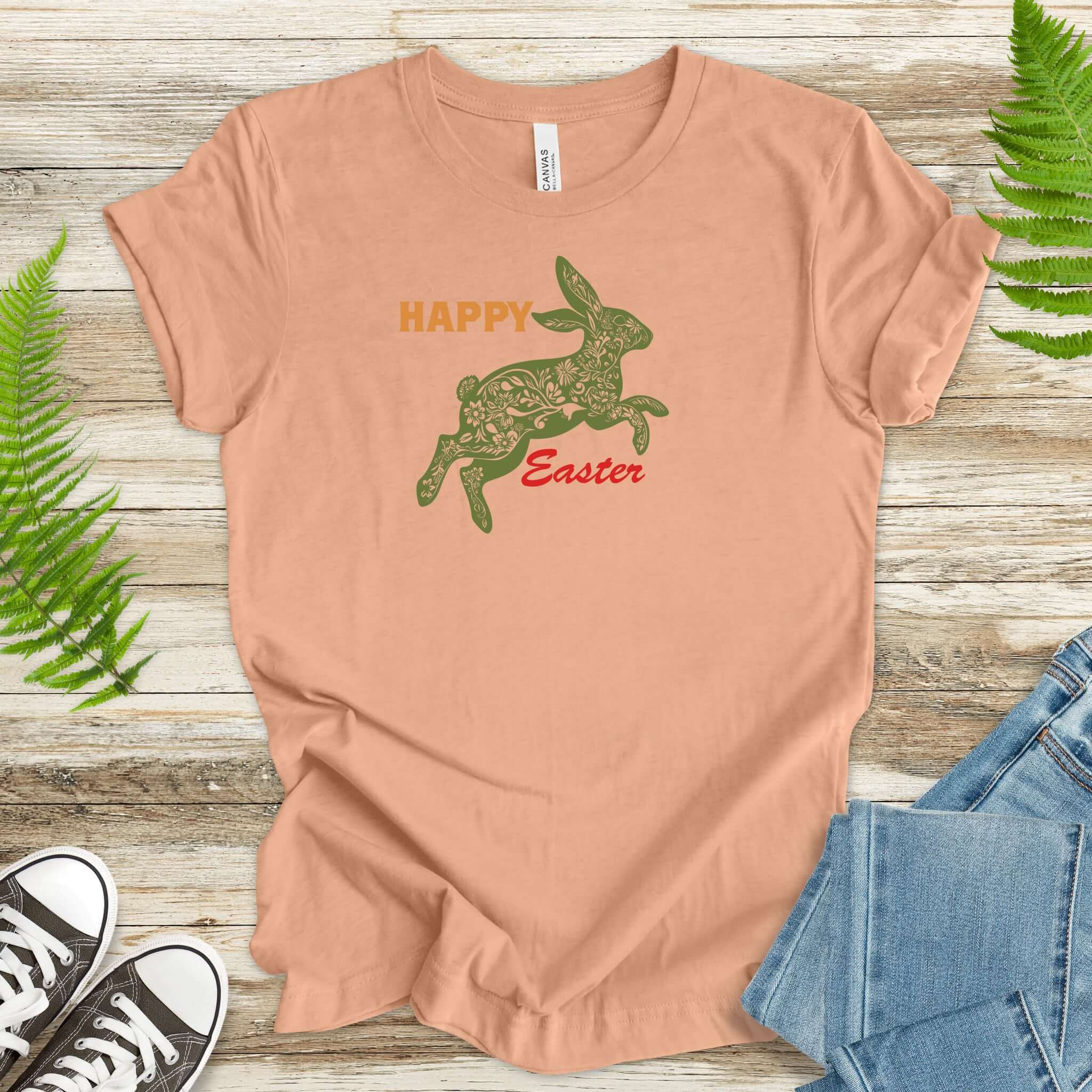 Floral Bunny Hoppy Easter Bunny T-Shirt
