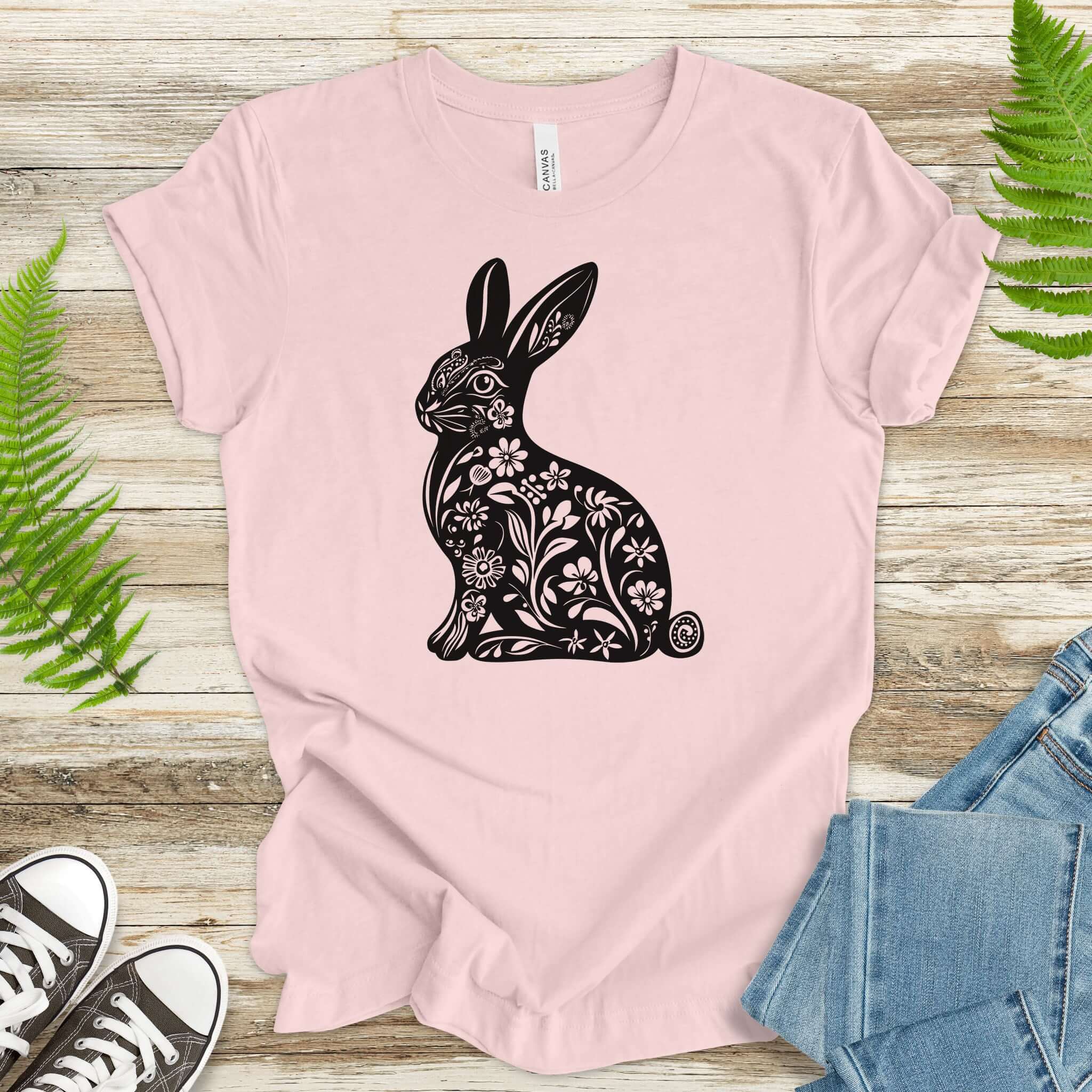 Decorative Floral Bunny Easter T-Shirt