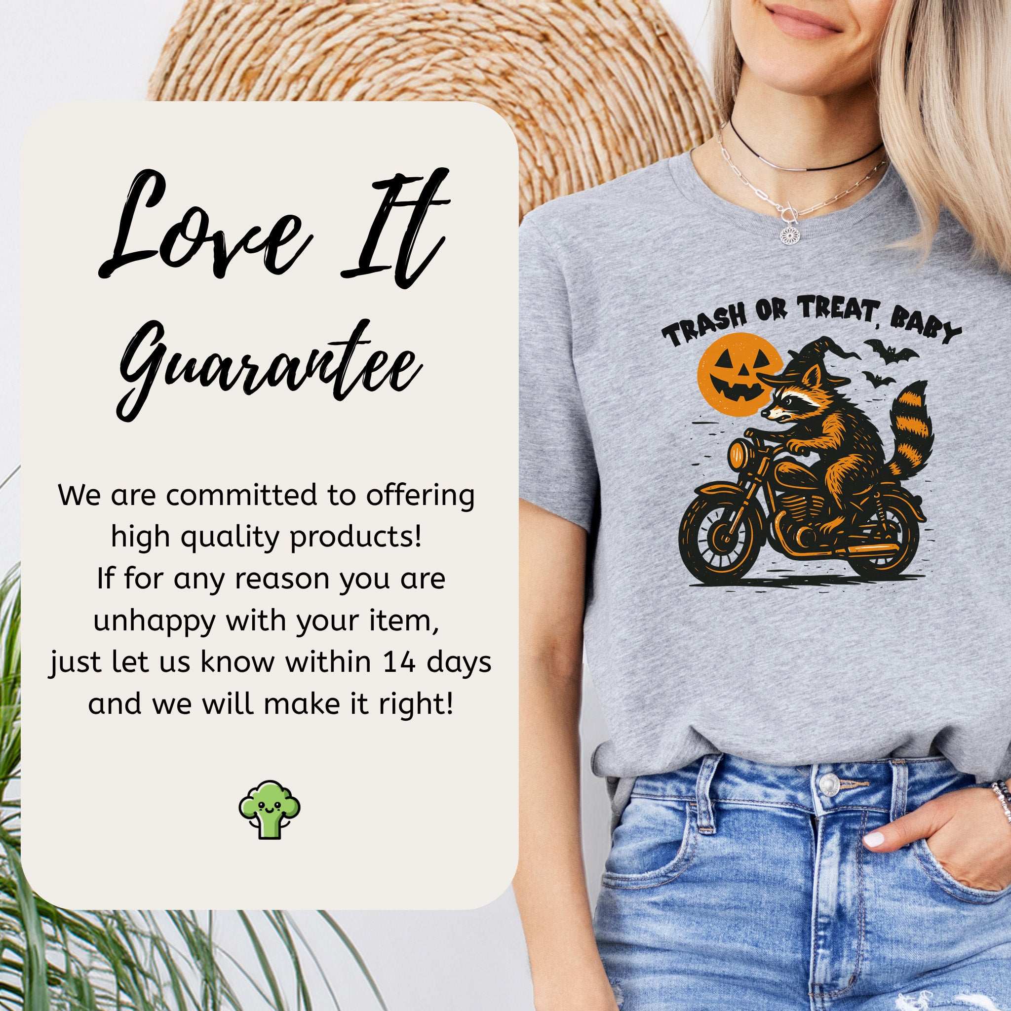 Trash or Treat Raccoon Halloween T-Shirt – Biker Witch Retro Ride Tee