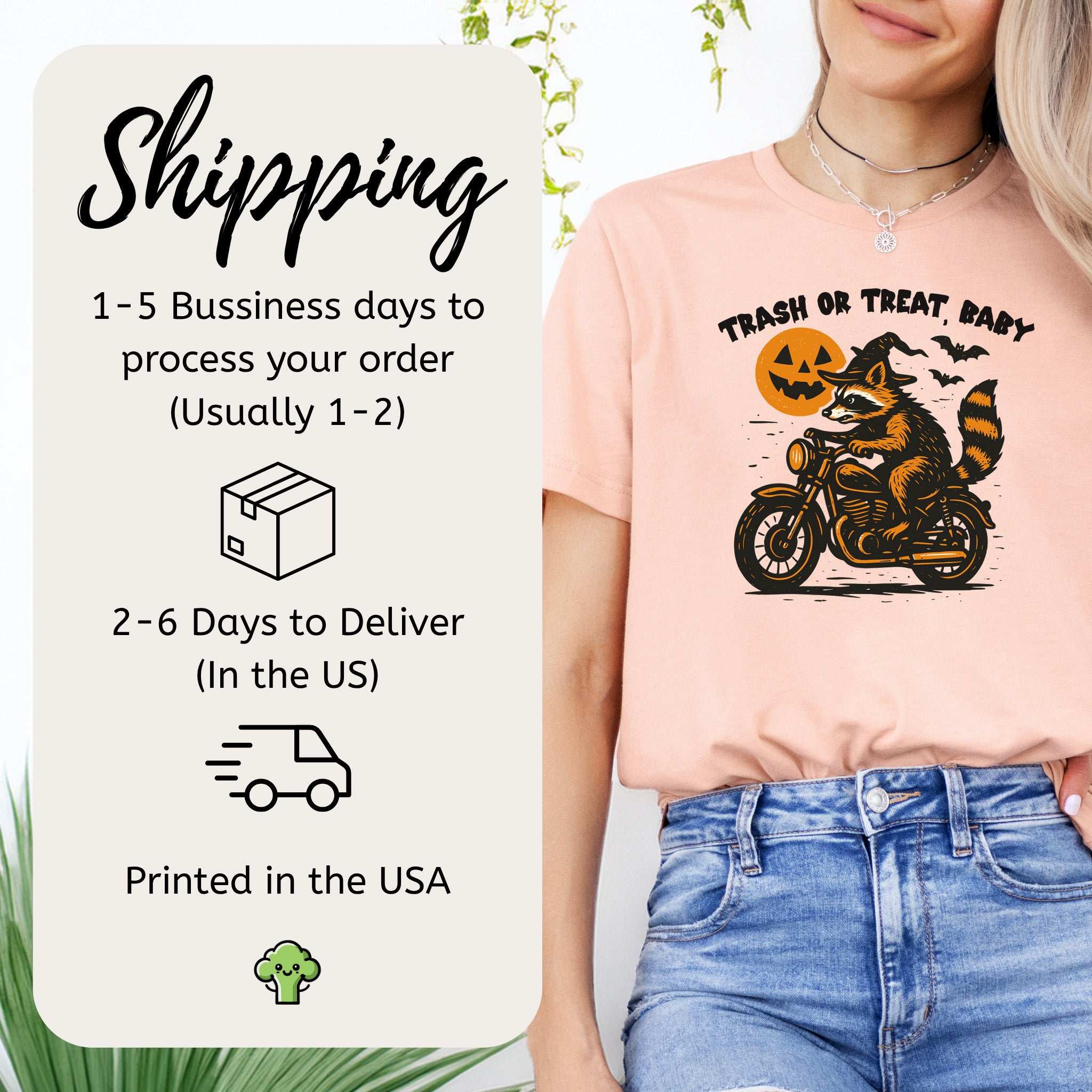 Trash or Treat Raccoon Halloween T-Shirt – Biker Witch Retro Ride Tee