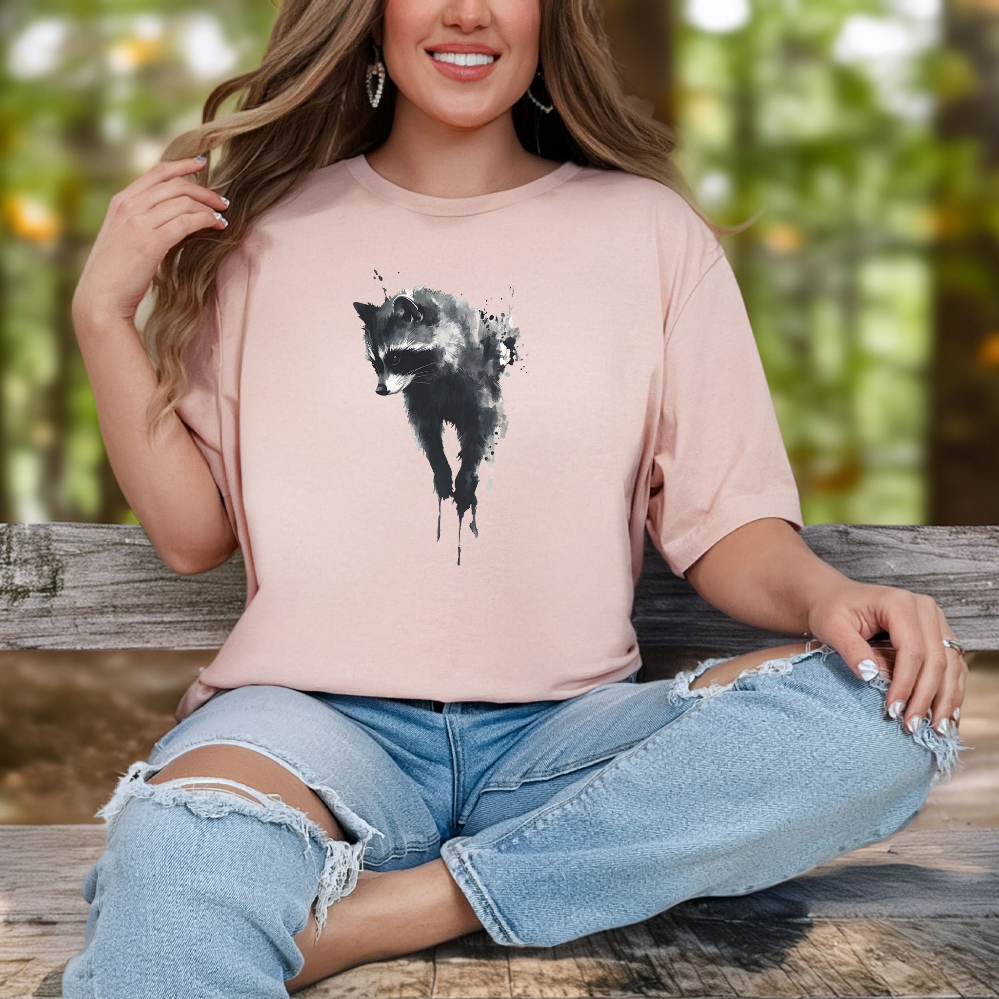 Watercolor Raccoon T-Shirt – Cute Trash Panda Nature Lover Tee