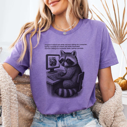 Raccoon at Computer AI Loop T-Shirt