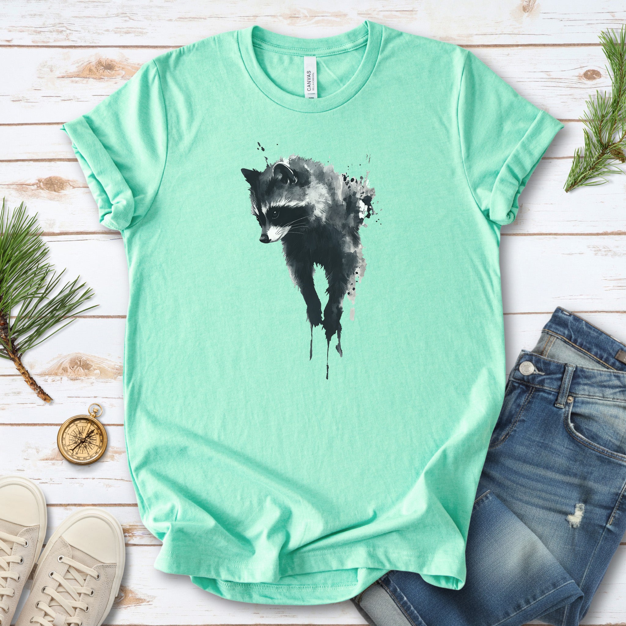 Watercolor Raccoon T-Shirt – Cute Trash Panda Nature Lover Tee