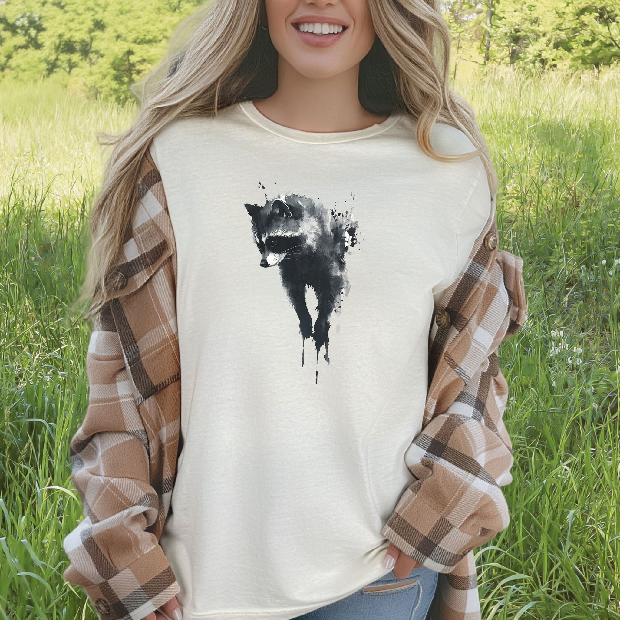 Watercolor Raccoon T-Shirt – Cute Trash Panda Nature Lover Tee