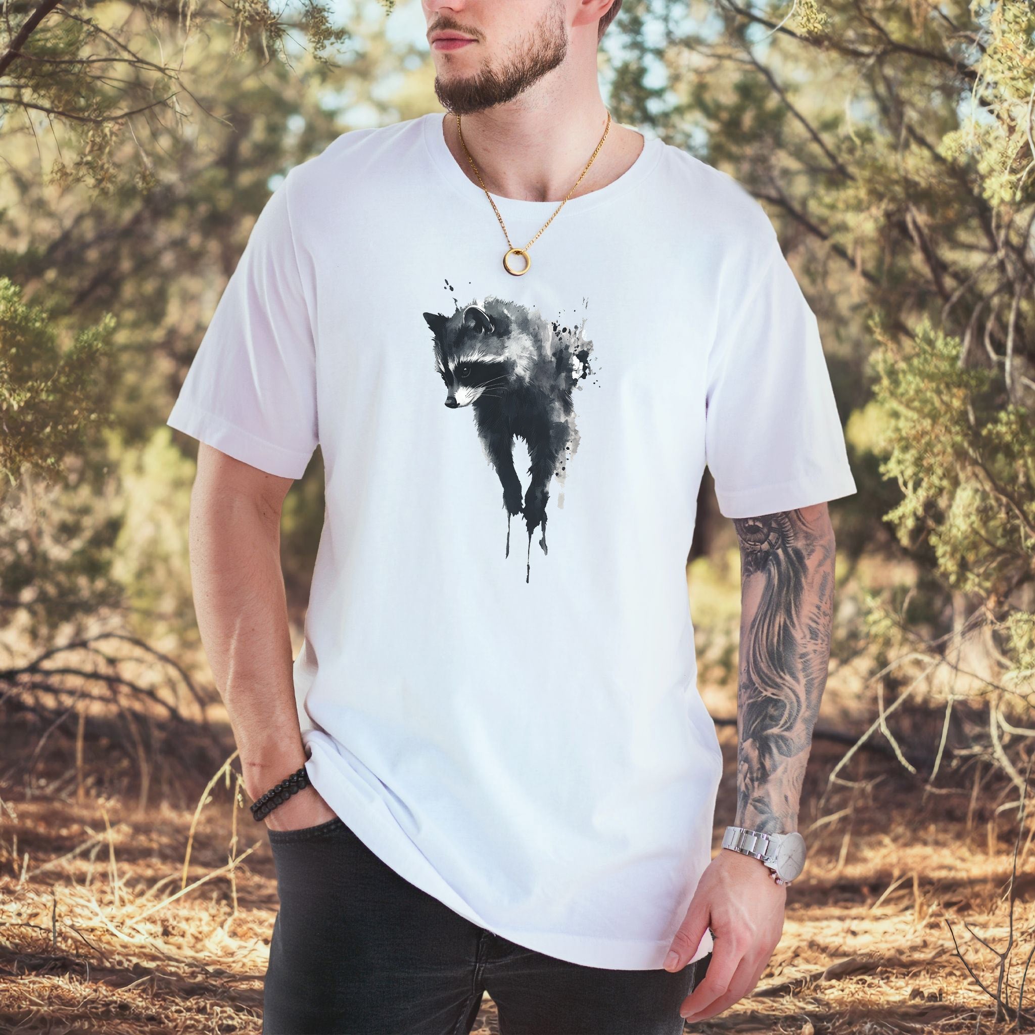 Watercolor Raccoon T-Shirt – Cute Trash Panda Nature Lover Tee